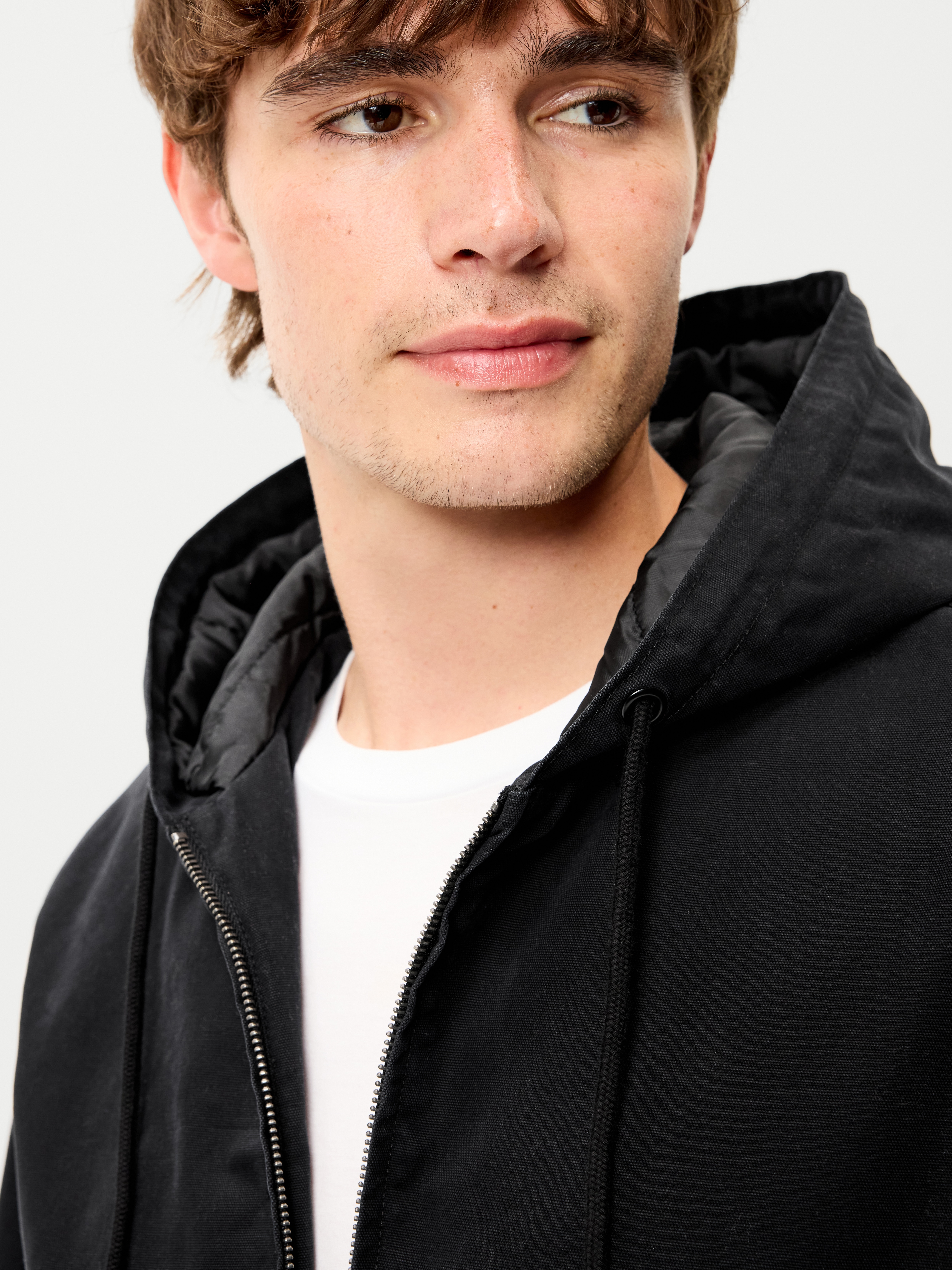 Oversized Zip Canvas Hoodie - Black Jack - 4