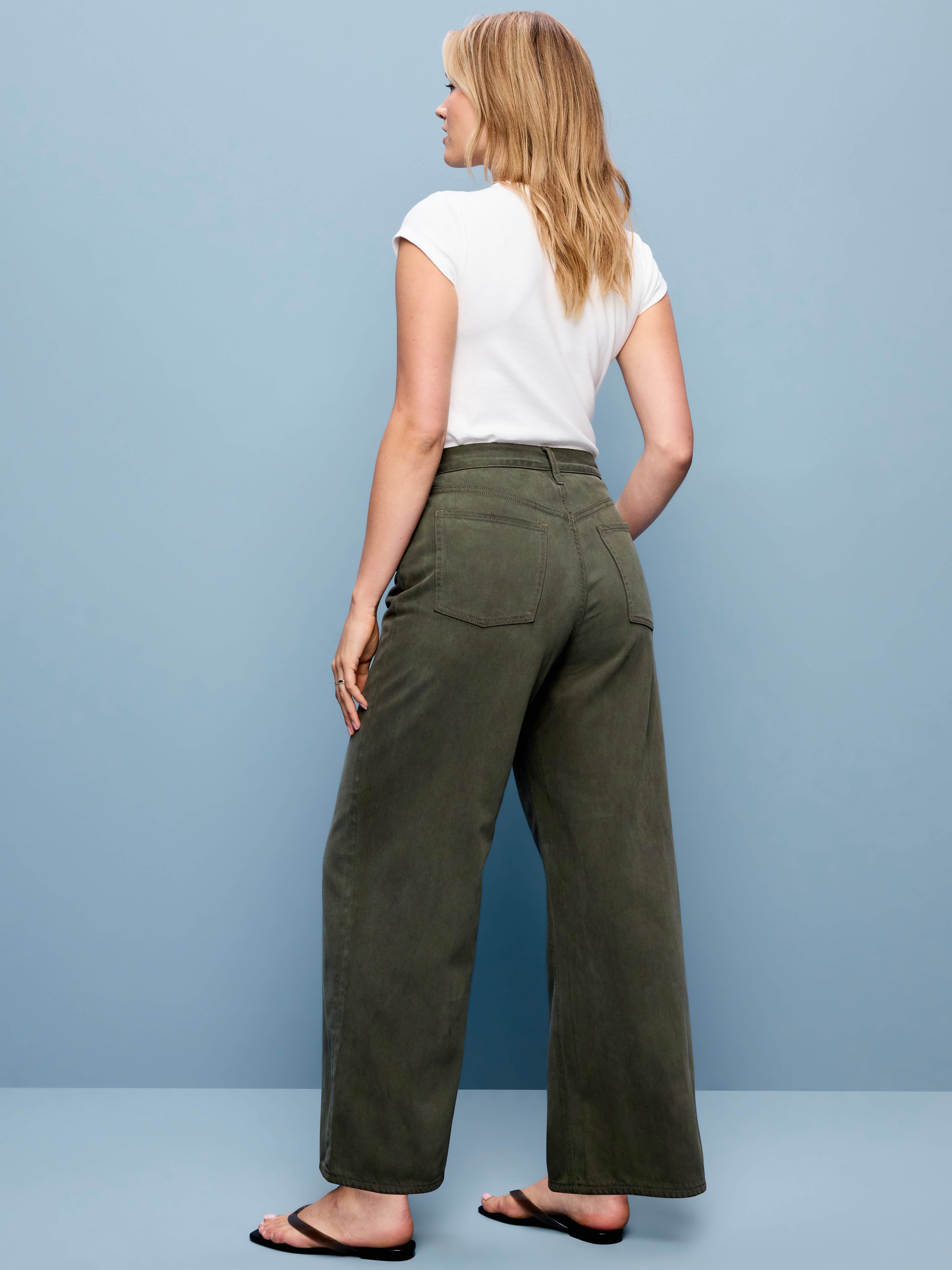High-Waisted Baggy Wide-Leg Jeans - Forest Tapestry - 6