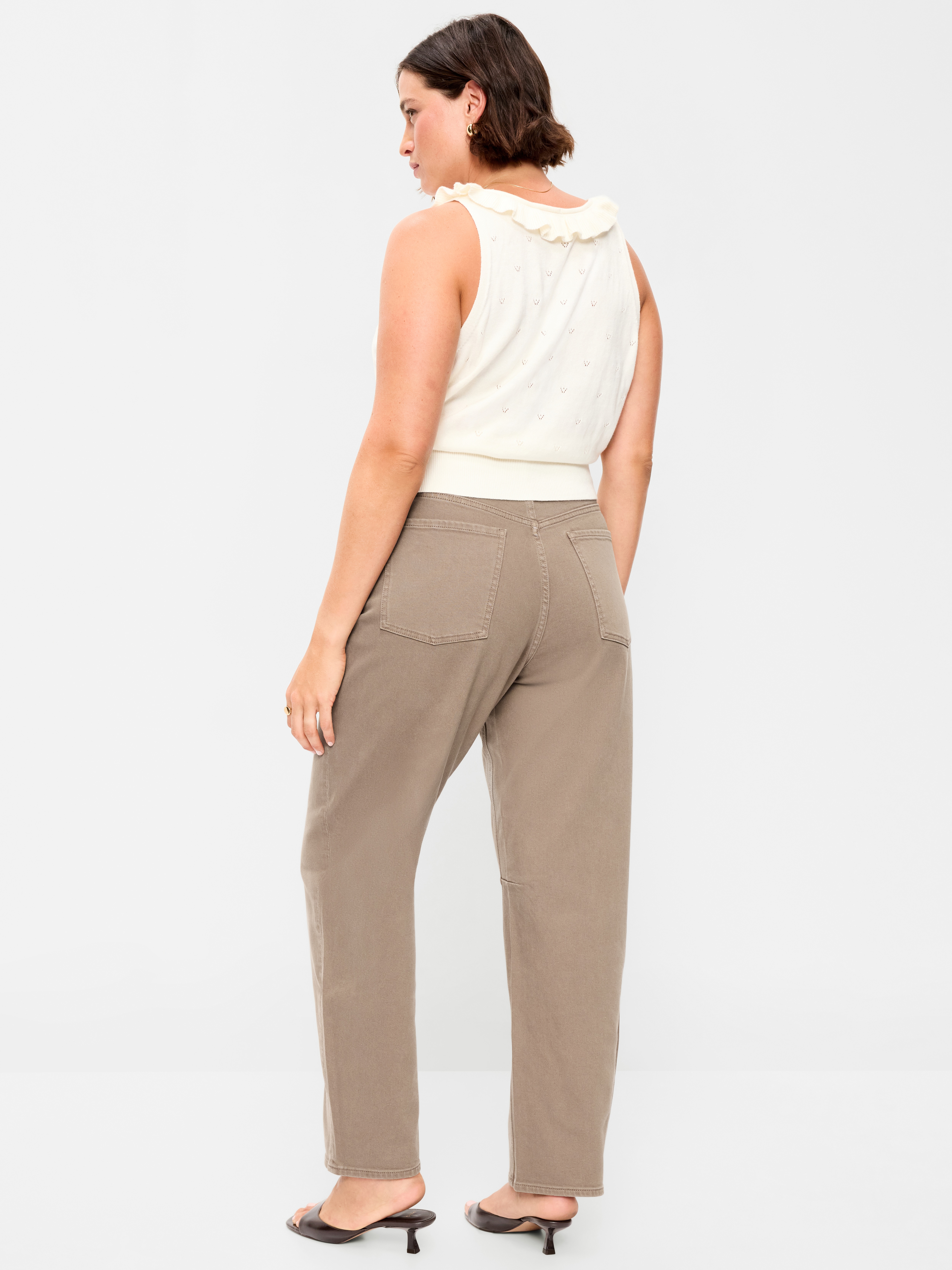 High-Waisted Baggy Barrel Jeans - Clay - 6