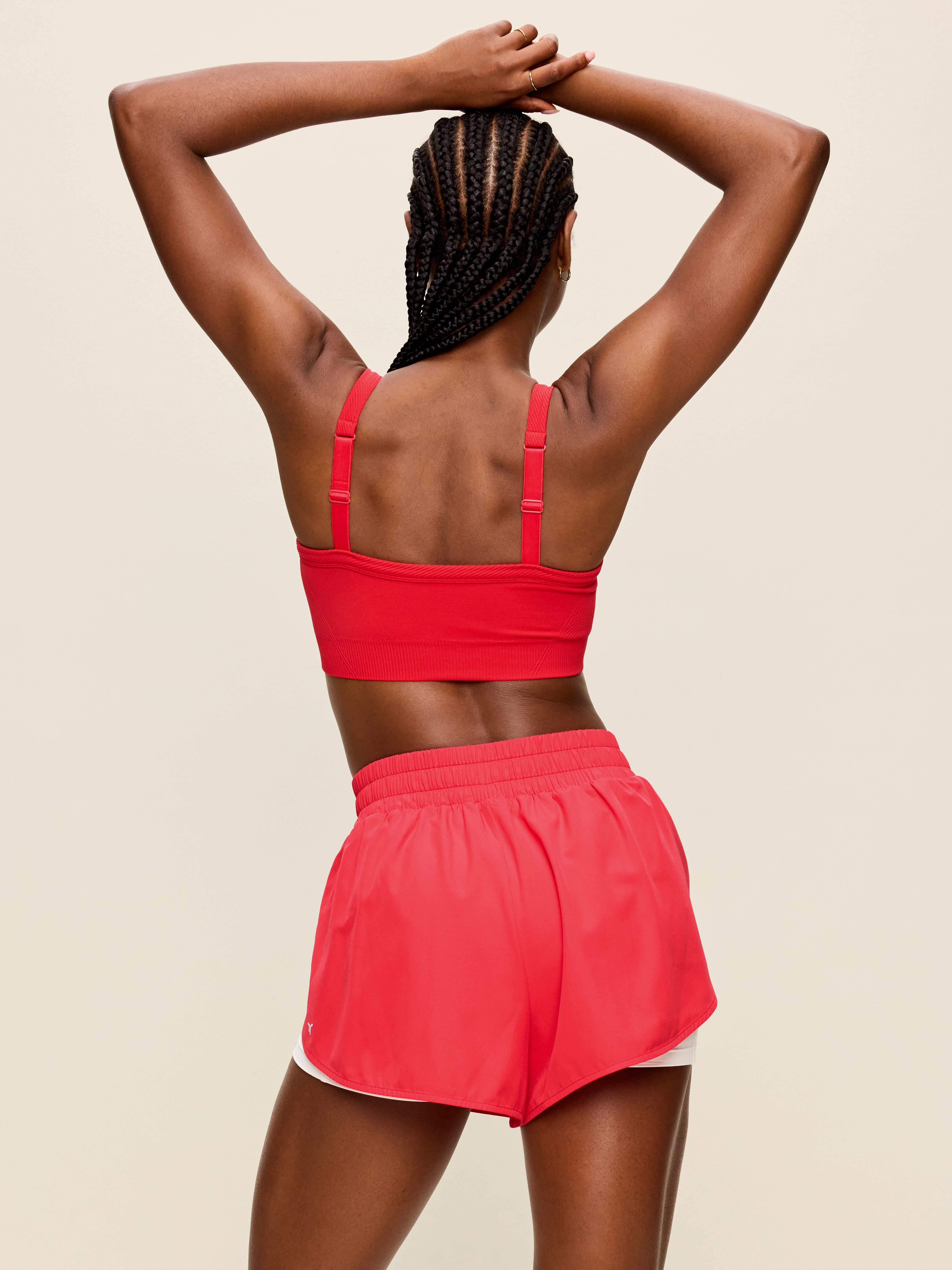 Light Support Fluid Seamless Ribbed Sports Bra - Bold Red - 2