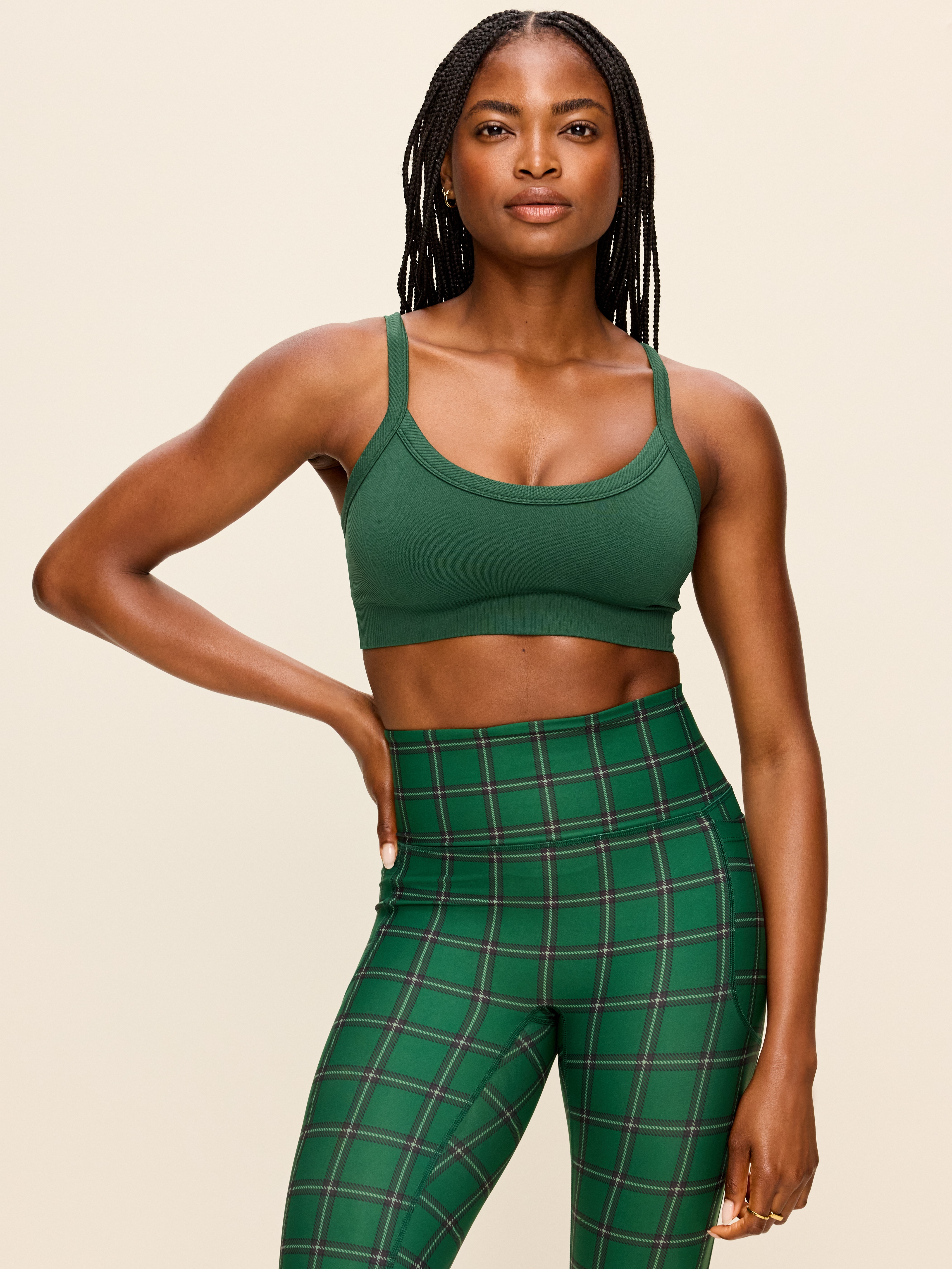 Light Support Fluid Seamless Ribbed Sports Bra - Field Of Greens - 1