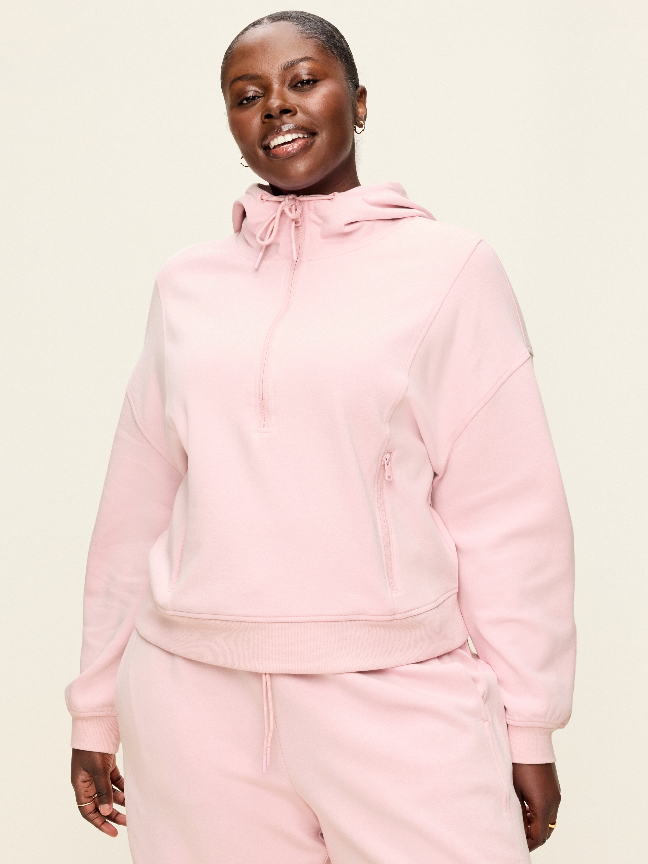 Dynamic Fleece Half-Zip Hoodie Sweatshirt - Fairytale Rose - 7