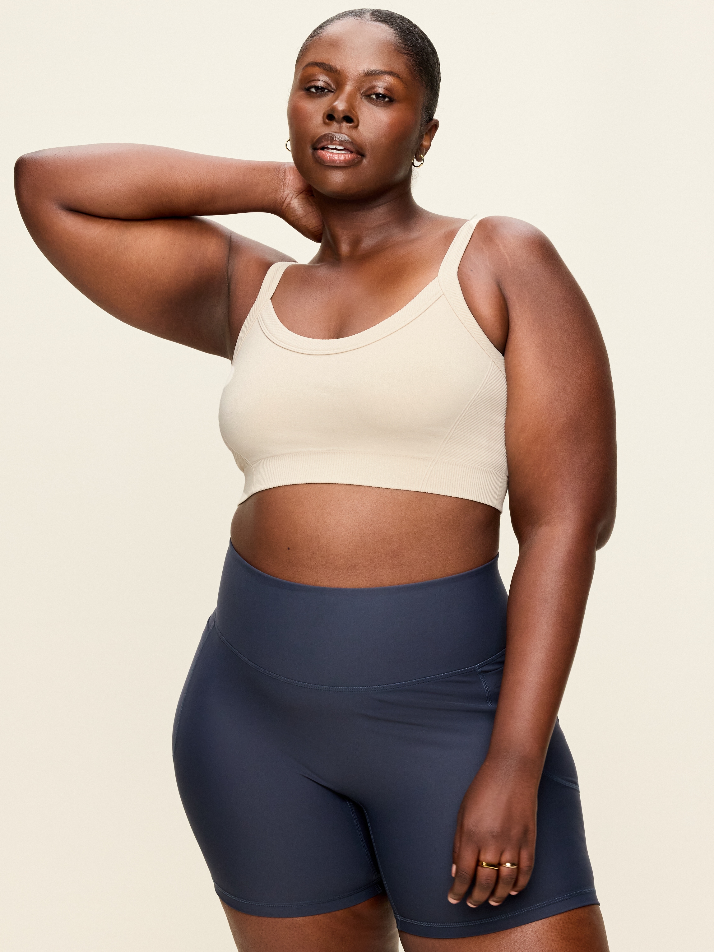 Light Support Fluid Seamless Ribbed Sports Bra - White Combo - 6