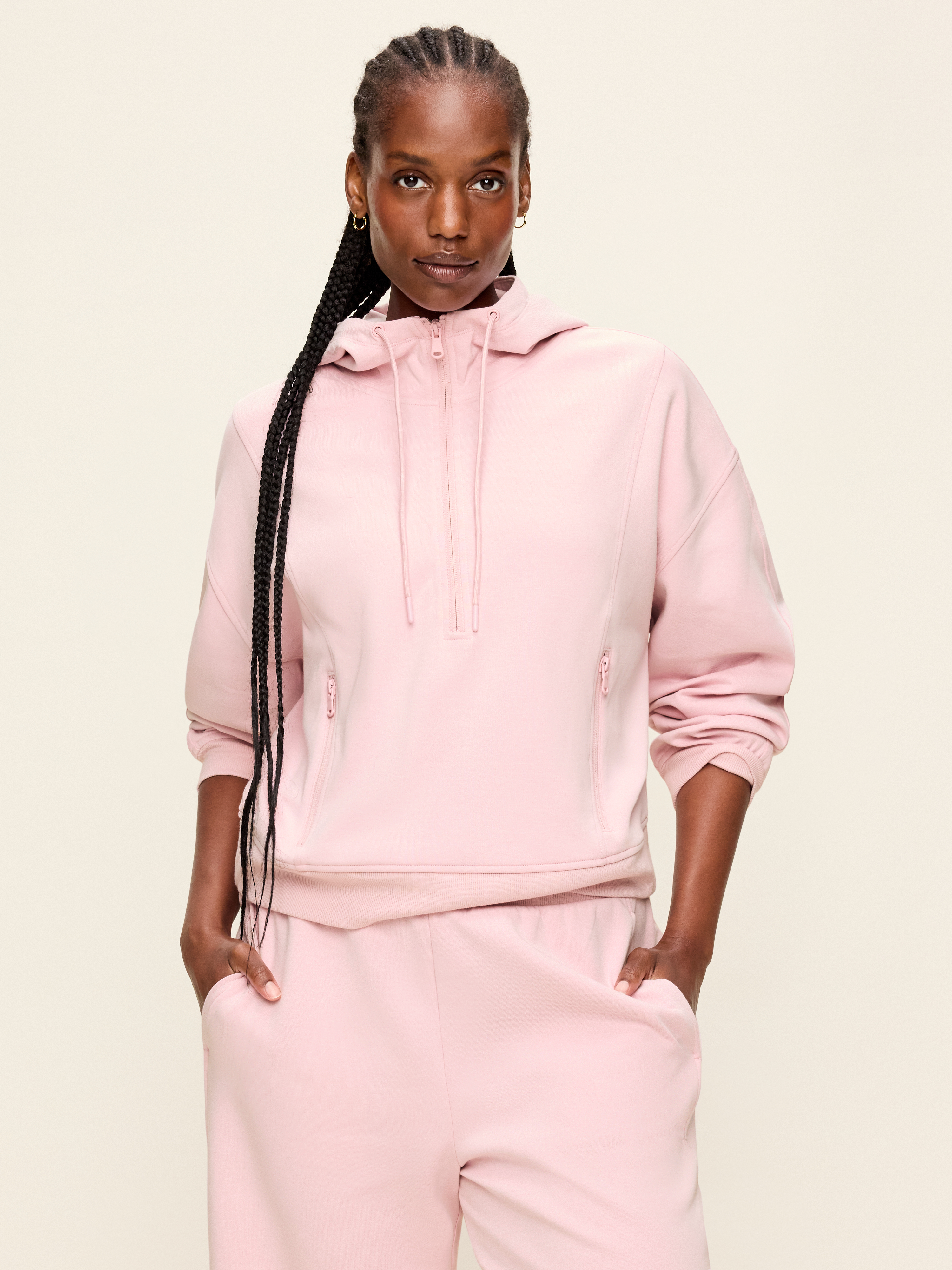 Dynamic Fleece Half-Zip Hoodie Sweatshirt - Fairytale Rose - 5