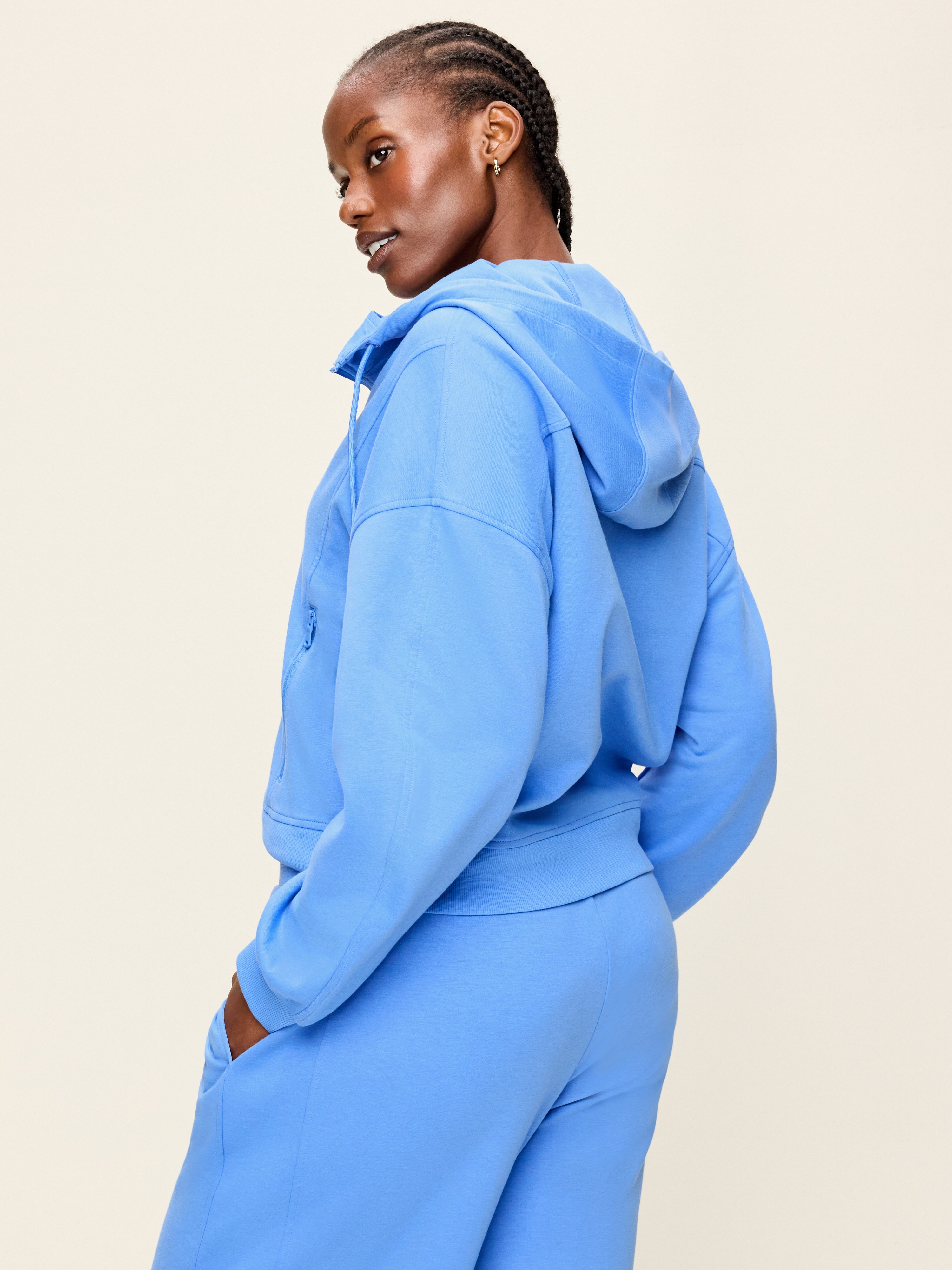 Dynamic Fleece Half-Zip Hoodie Sweatshirt - Light Blue - 6