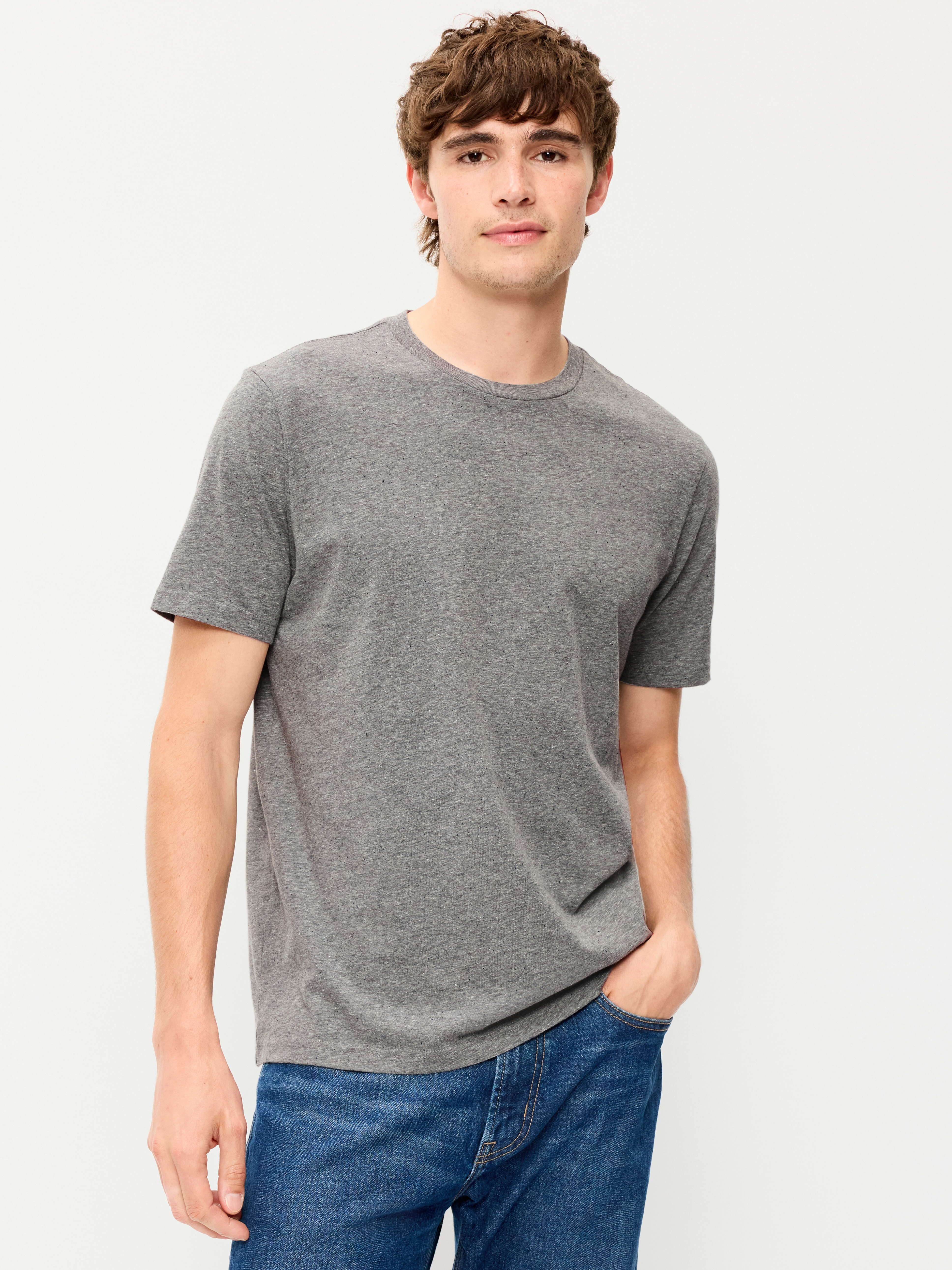 Soft-Washed Crew-Neck Short-Sleeve Tee - Light Enzyme With Blast - 1