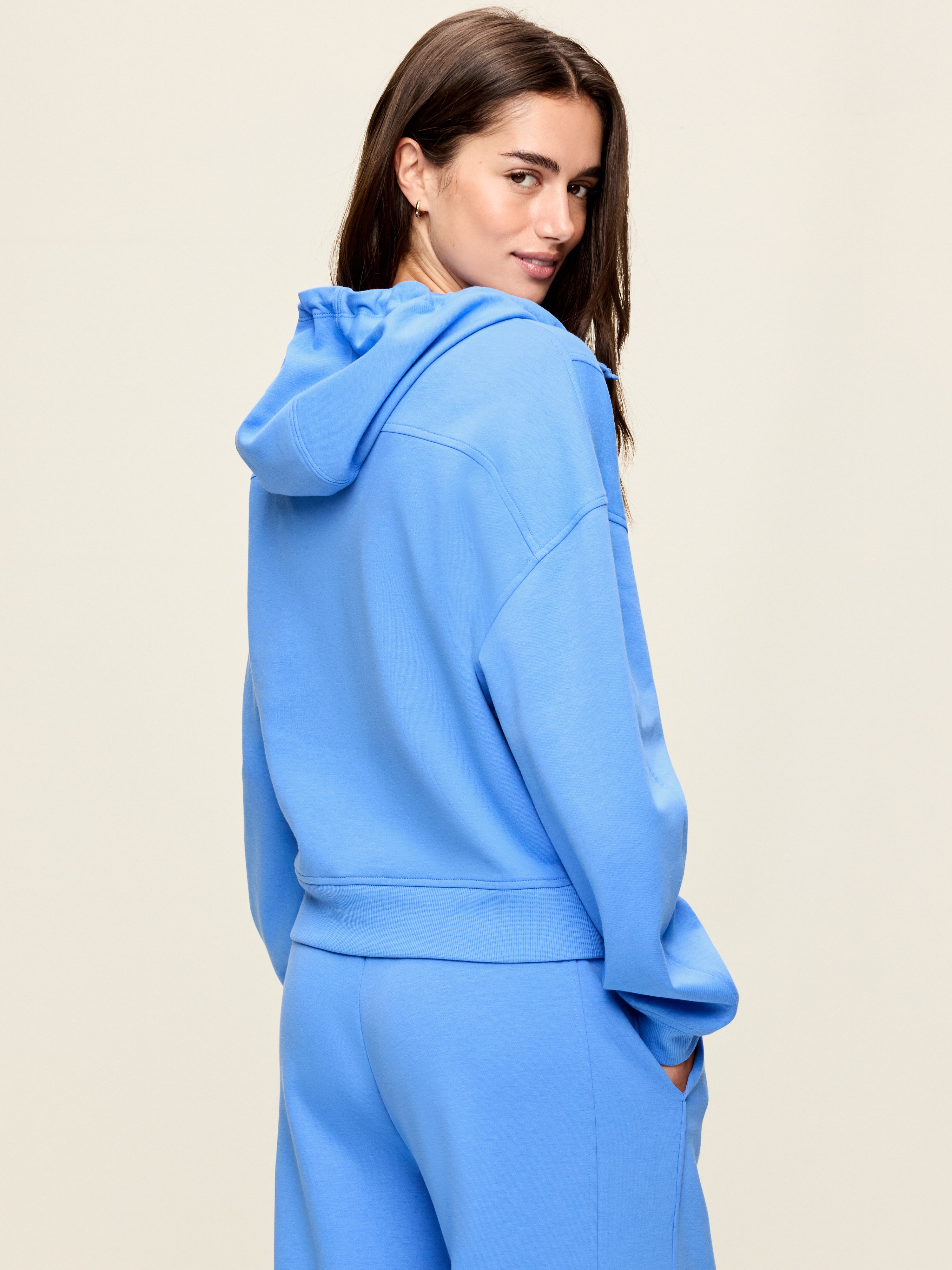 Dynamic Fleece Half-Zip Hoodie Sweatshirt - Light Blue - 2