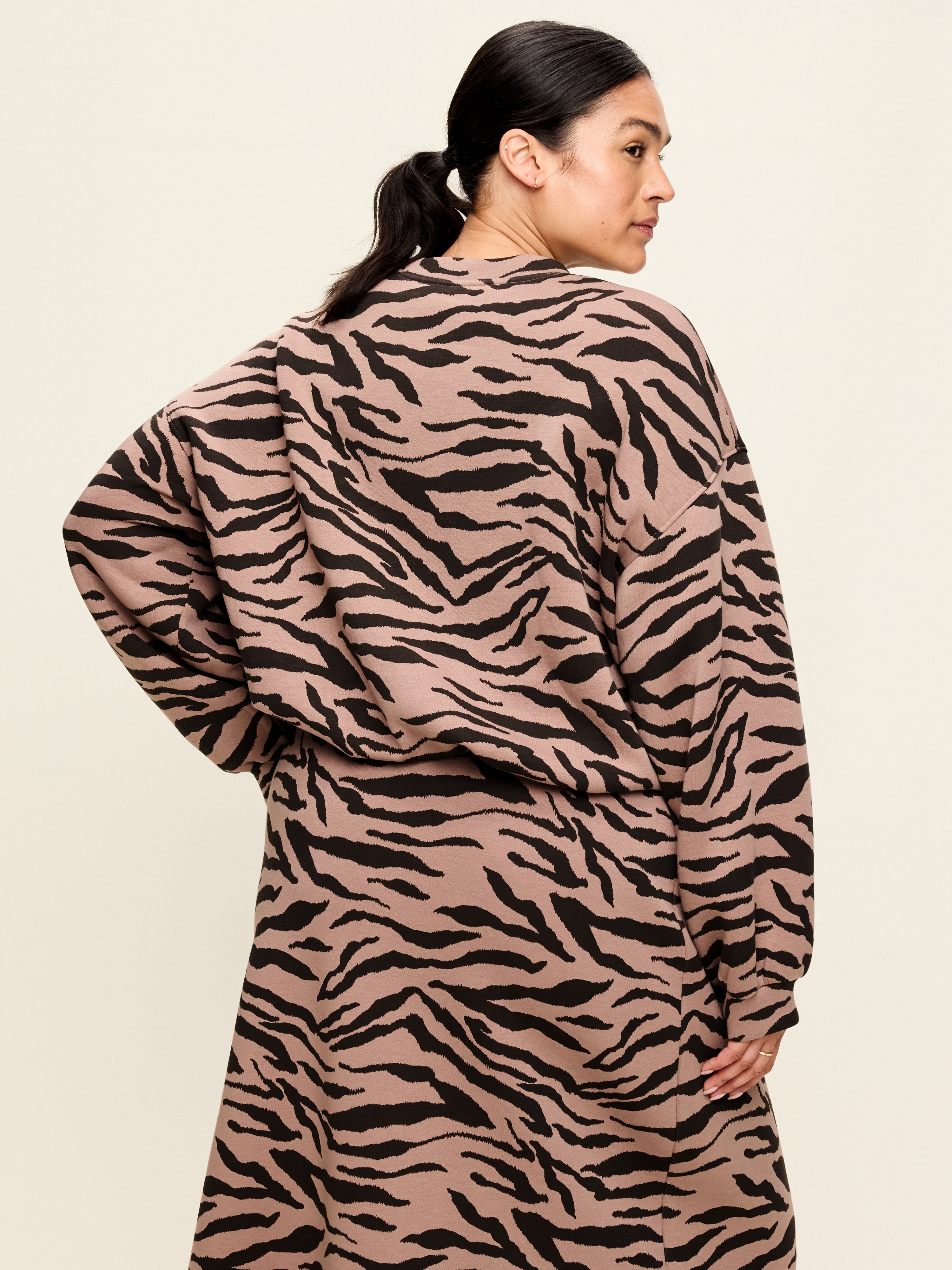 Bounce Fleece Bubble-Hem Sweatshirt - Animal Print - 9