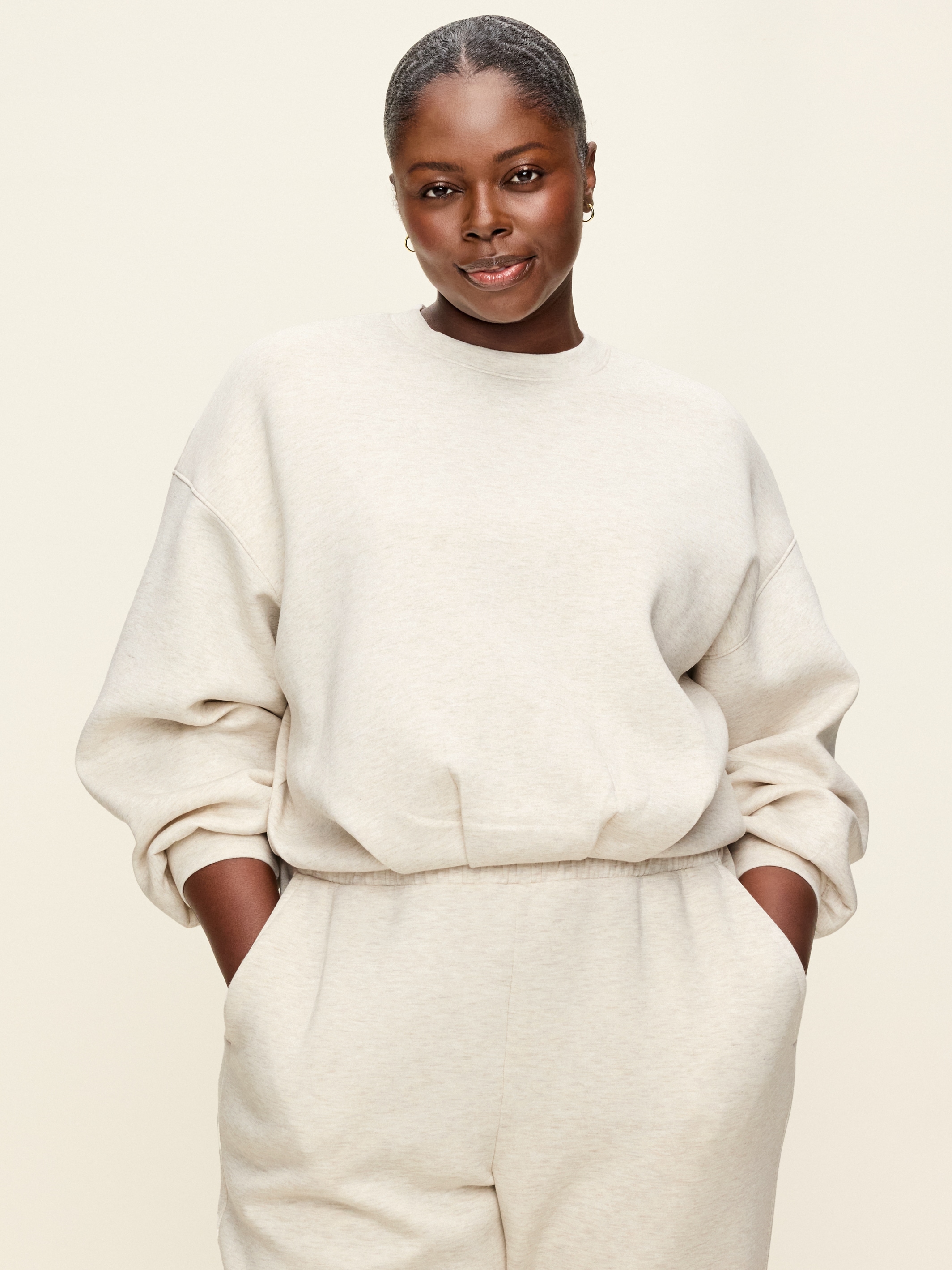 Bounce Fleece Bubble-Hem Sweatshirt - Oatmeal Heather - 7