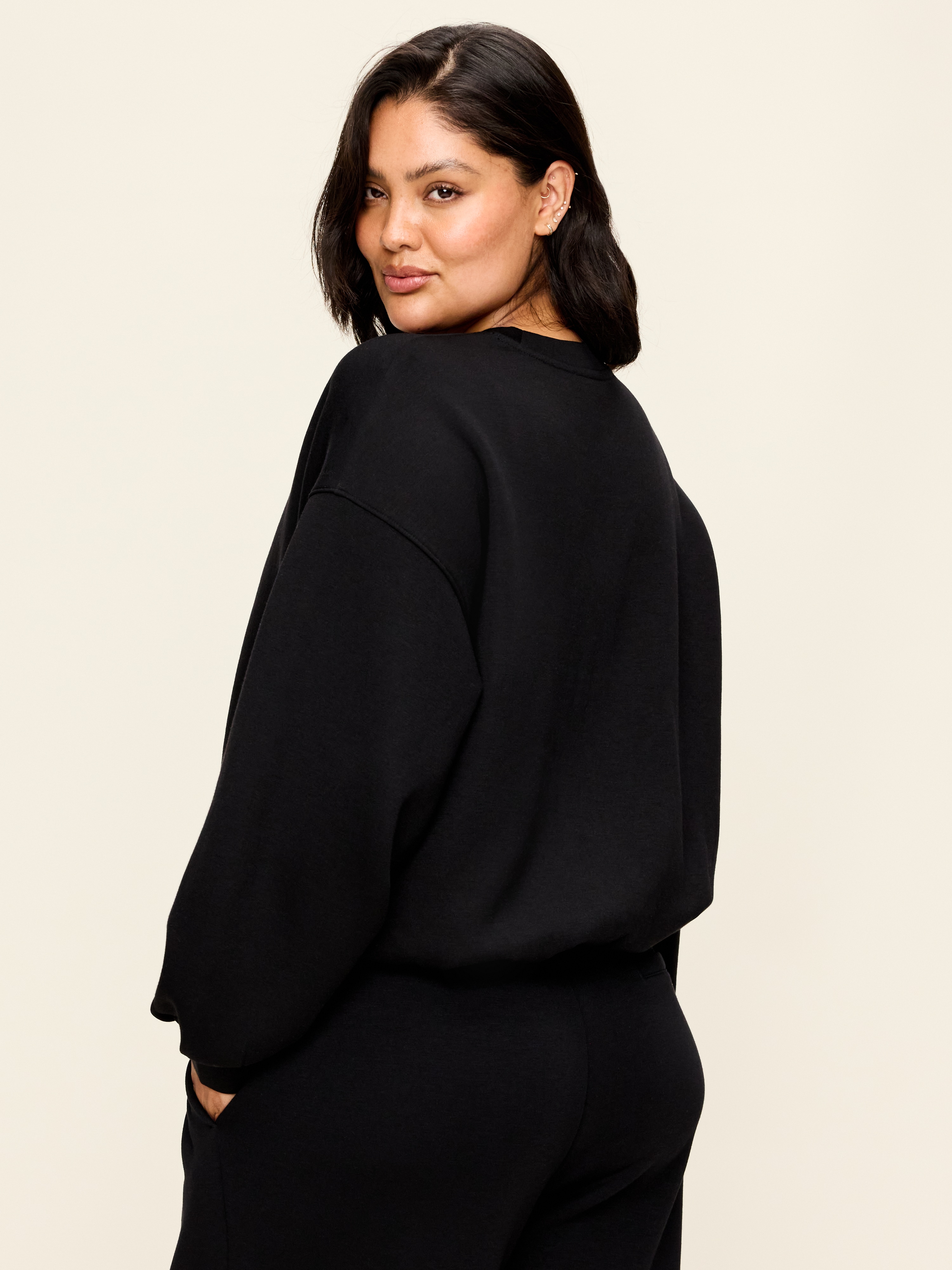 Bounce Fleece Bubble-Hem Sweatshirt - Black Jack - 7