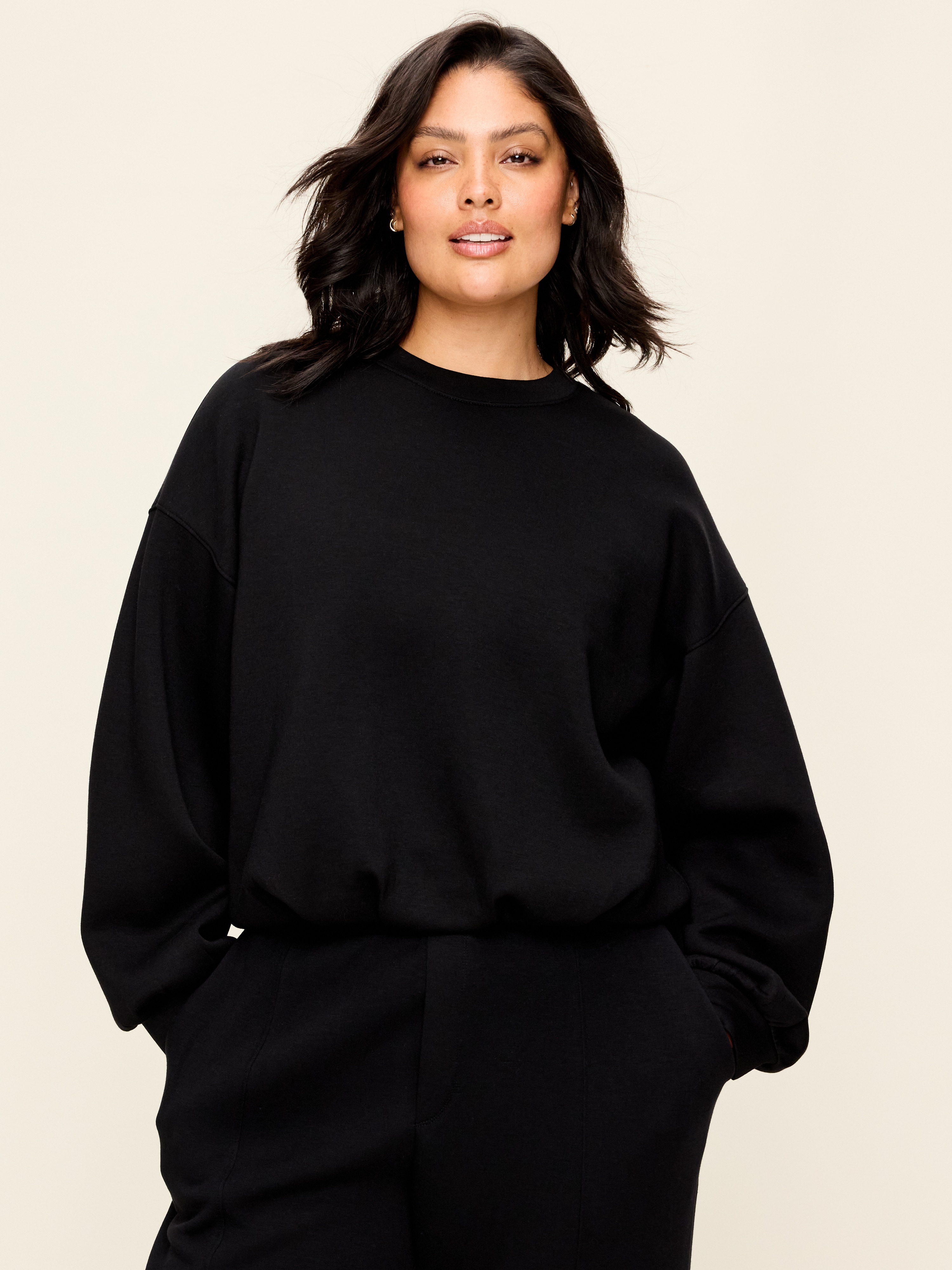 Bounce Fleece Bubble-Hem Sweatshirt - Black Jack - 6