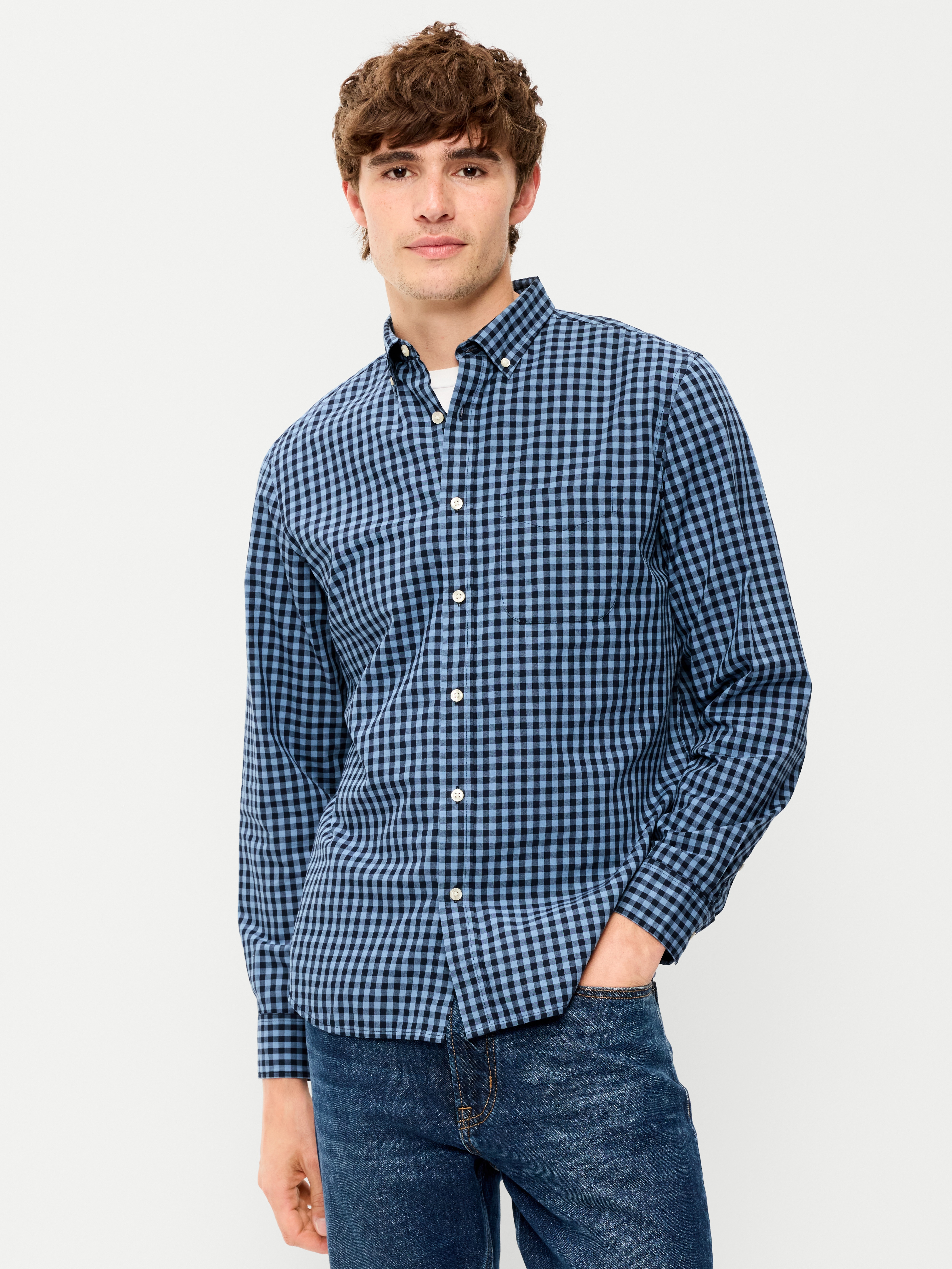 Classic Fit Everyday Oxford Shirt - Navy Blue Check - 1