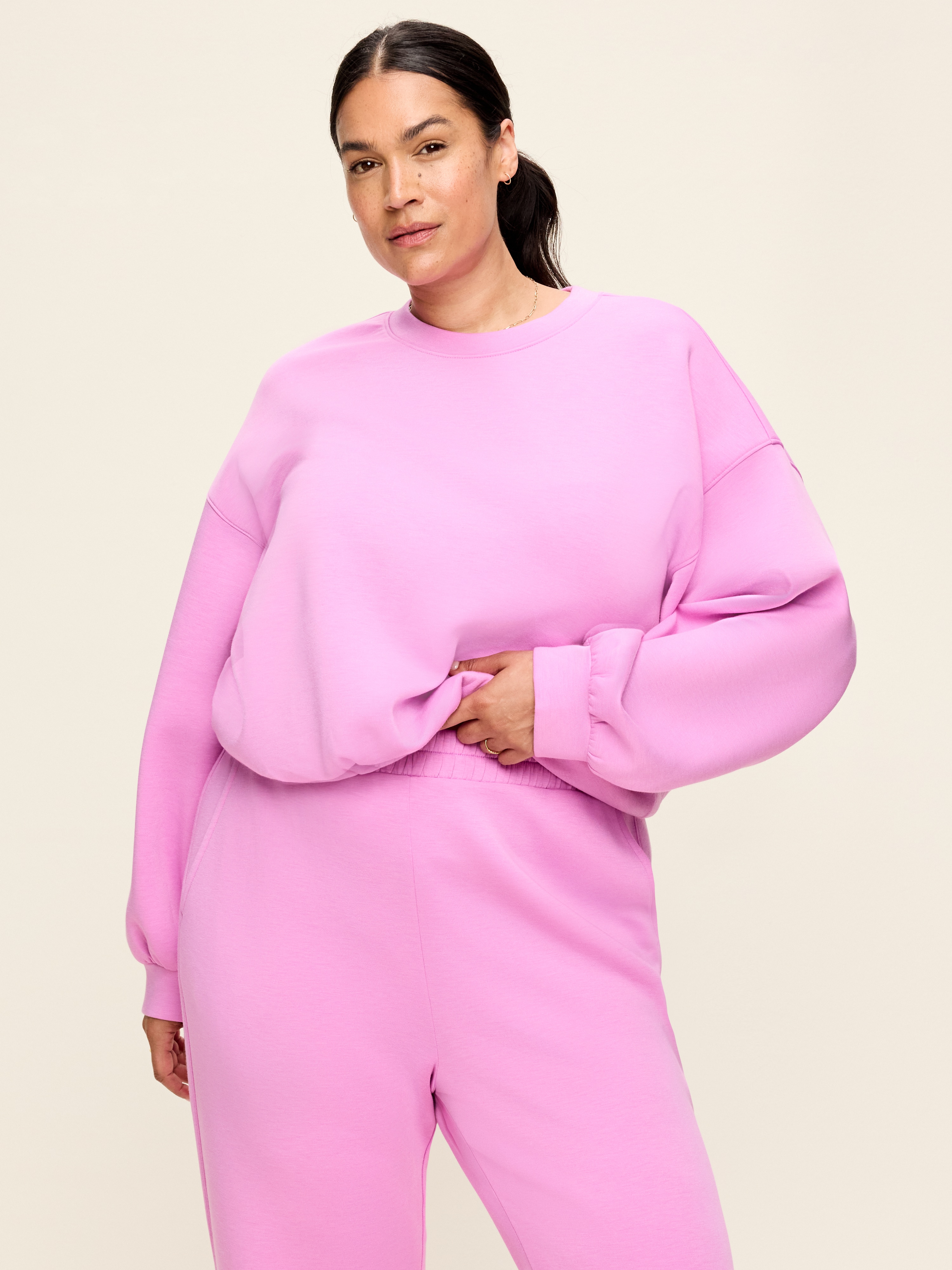 Bounce Fleece Bubble-Hem Sweatshirt - Orchid - 8