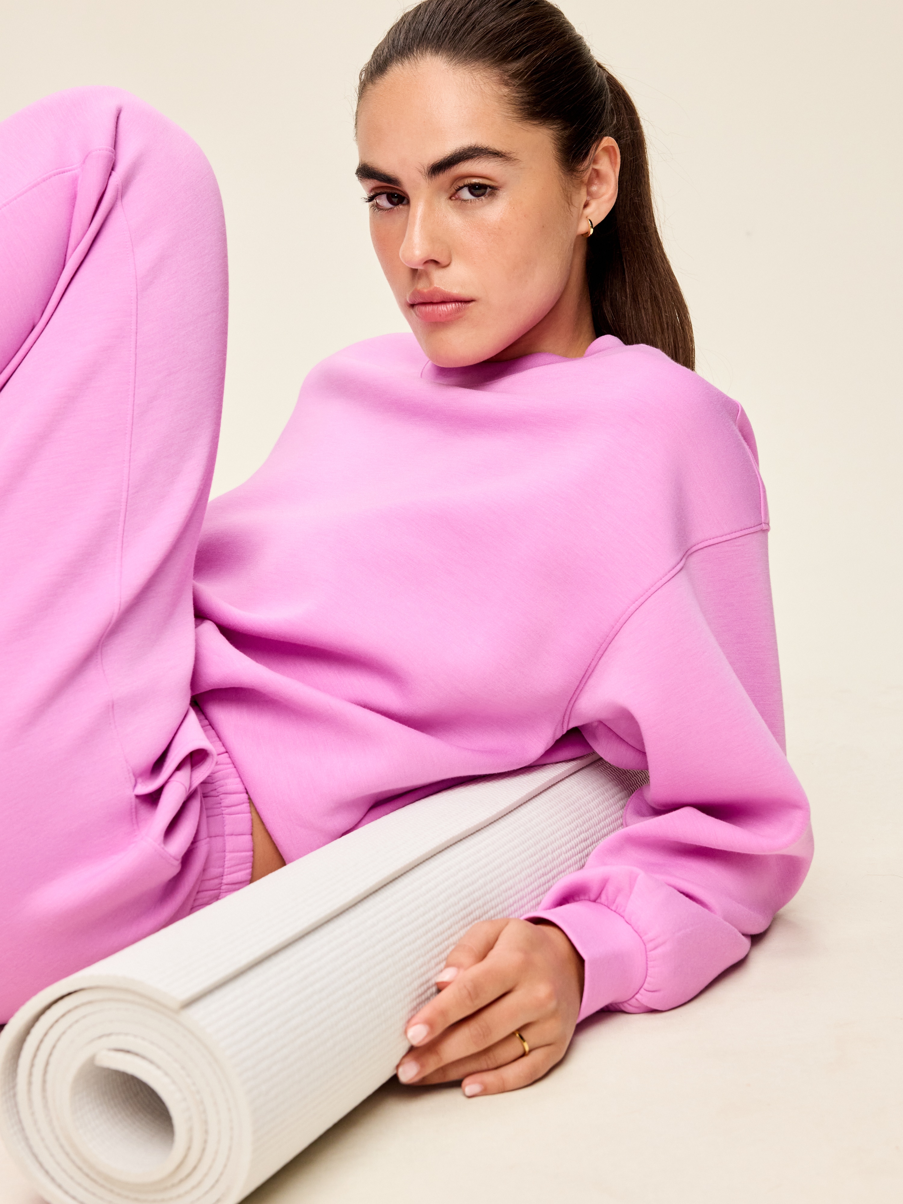 Bounce Fleece Bubble-Hem Sweatshirt - Orchid - 3