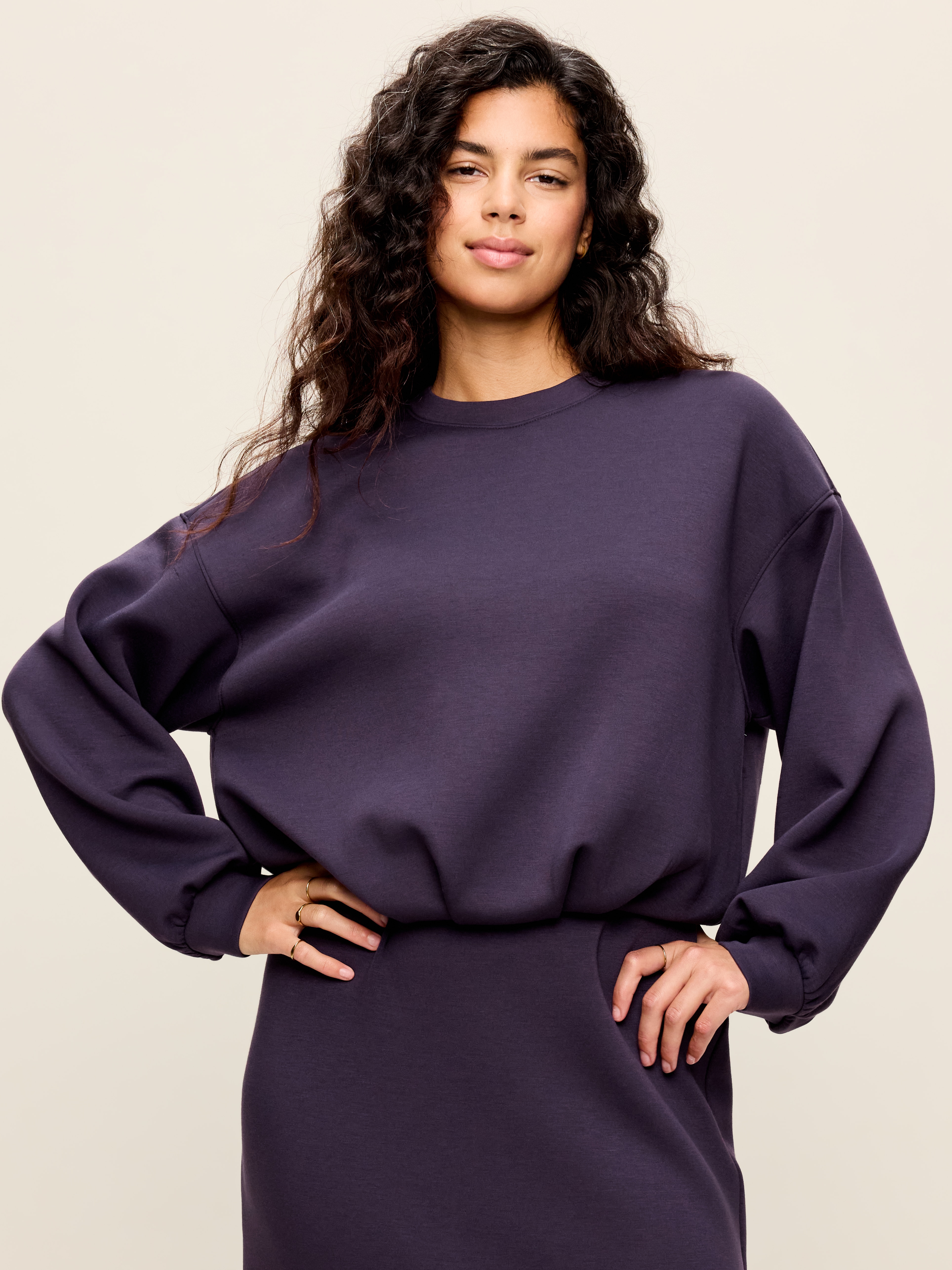 Bounce Fleece Bubble-Hem Sweatshirt - Nebula - 6
