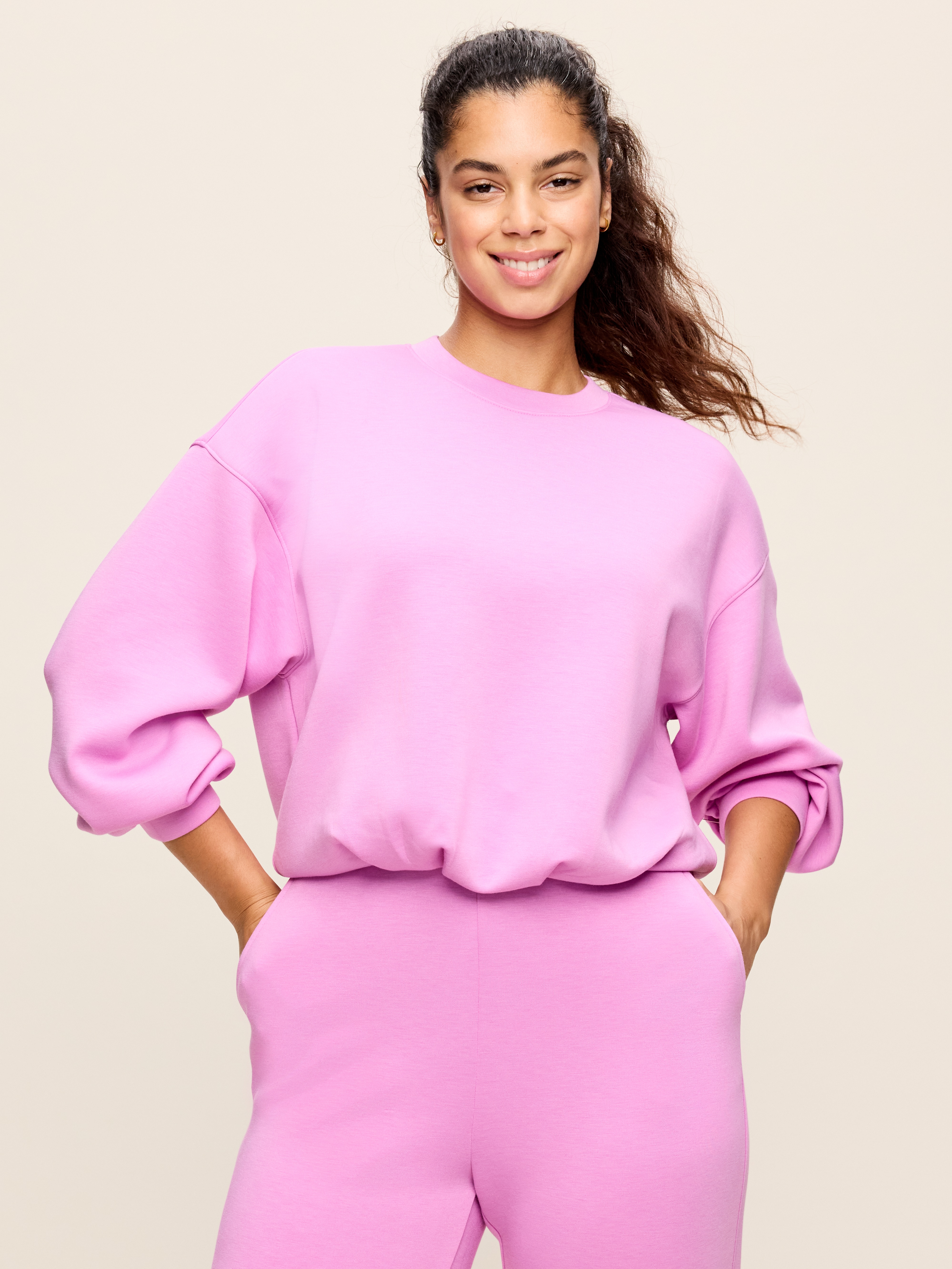 Bounce Fleece Bubble-Hem Sweatshirt - Orchid - 6