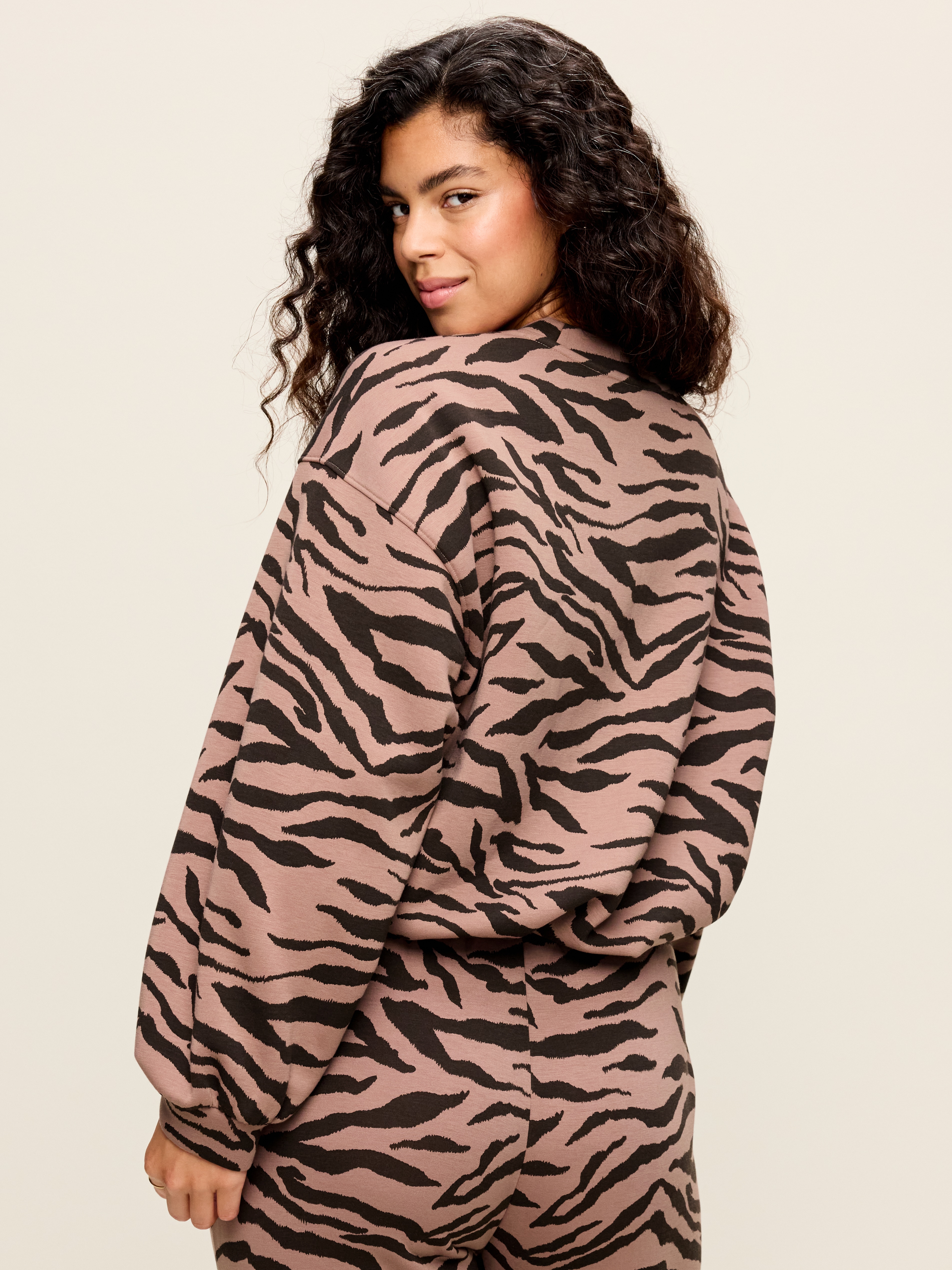 Bounce Fleece Bubble-Hem Sweatshirt - Animal Print - 7