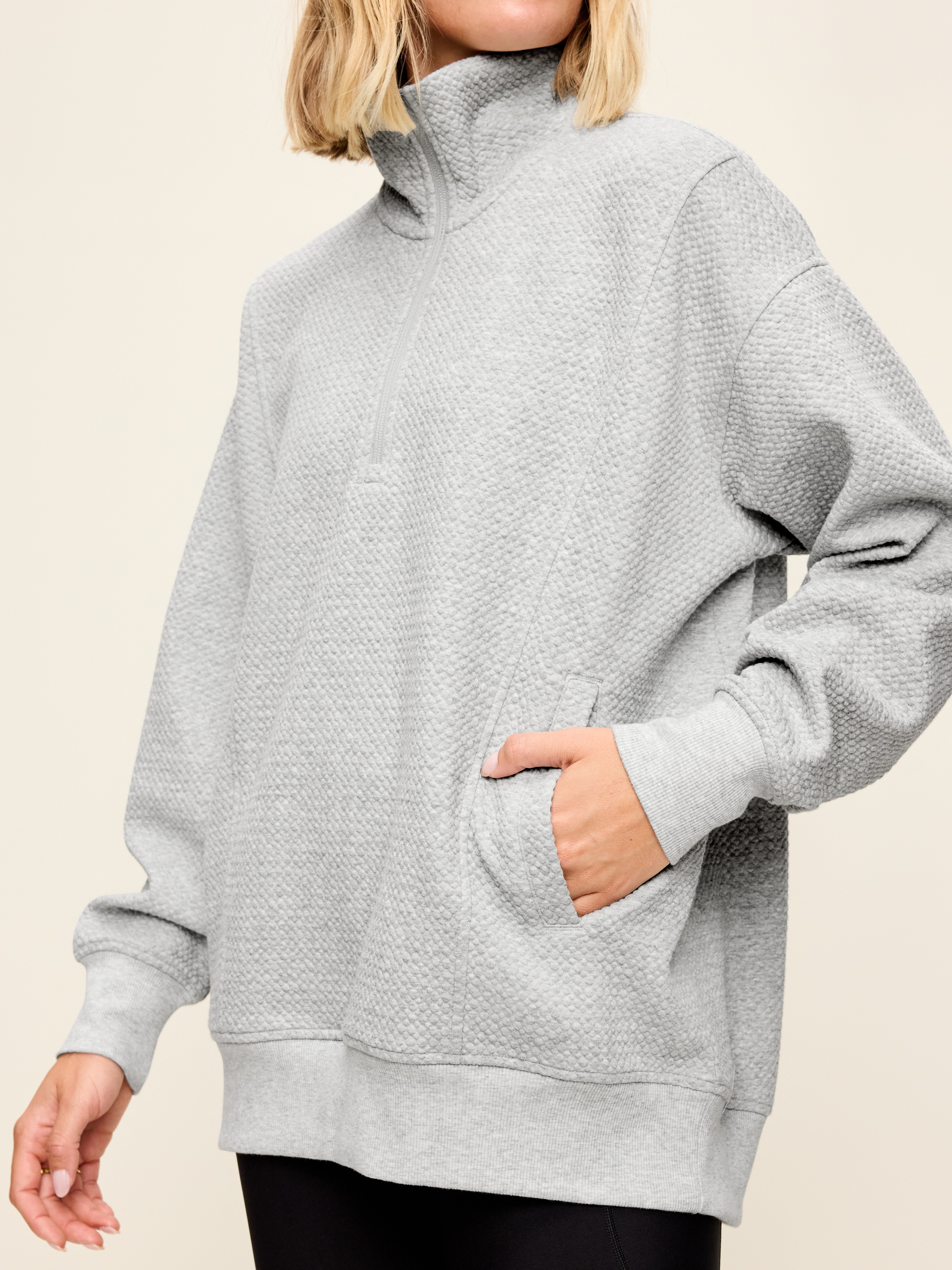 Dynamic Fleece Half-Zip Tunic Sweatshirt - Heather Grey - 5