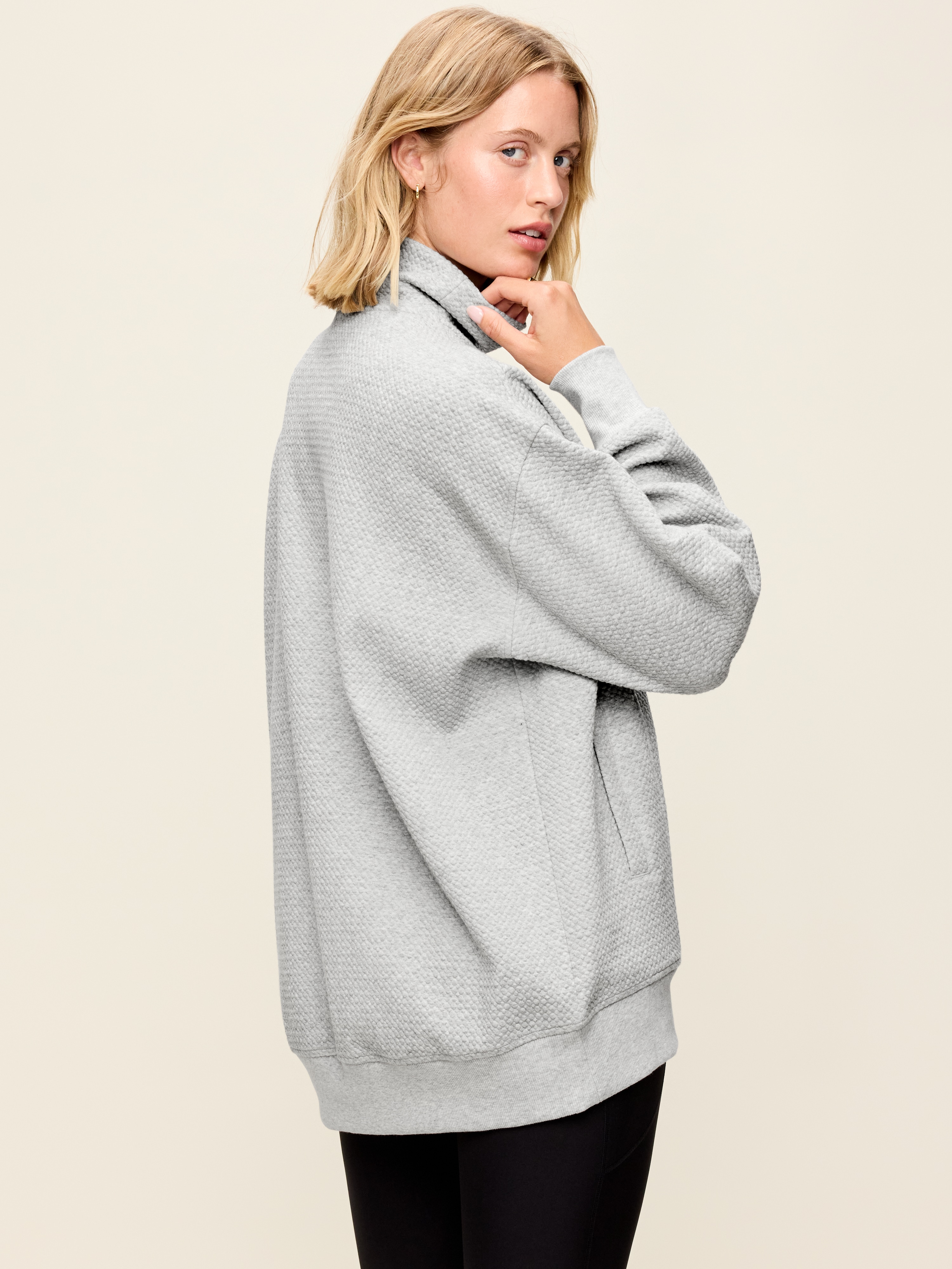 Dynamic Fleece Half-Zip Tunic Sweatshirt - Heather Grey - 2