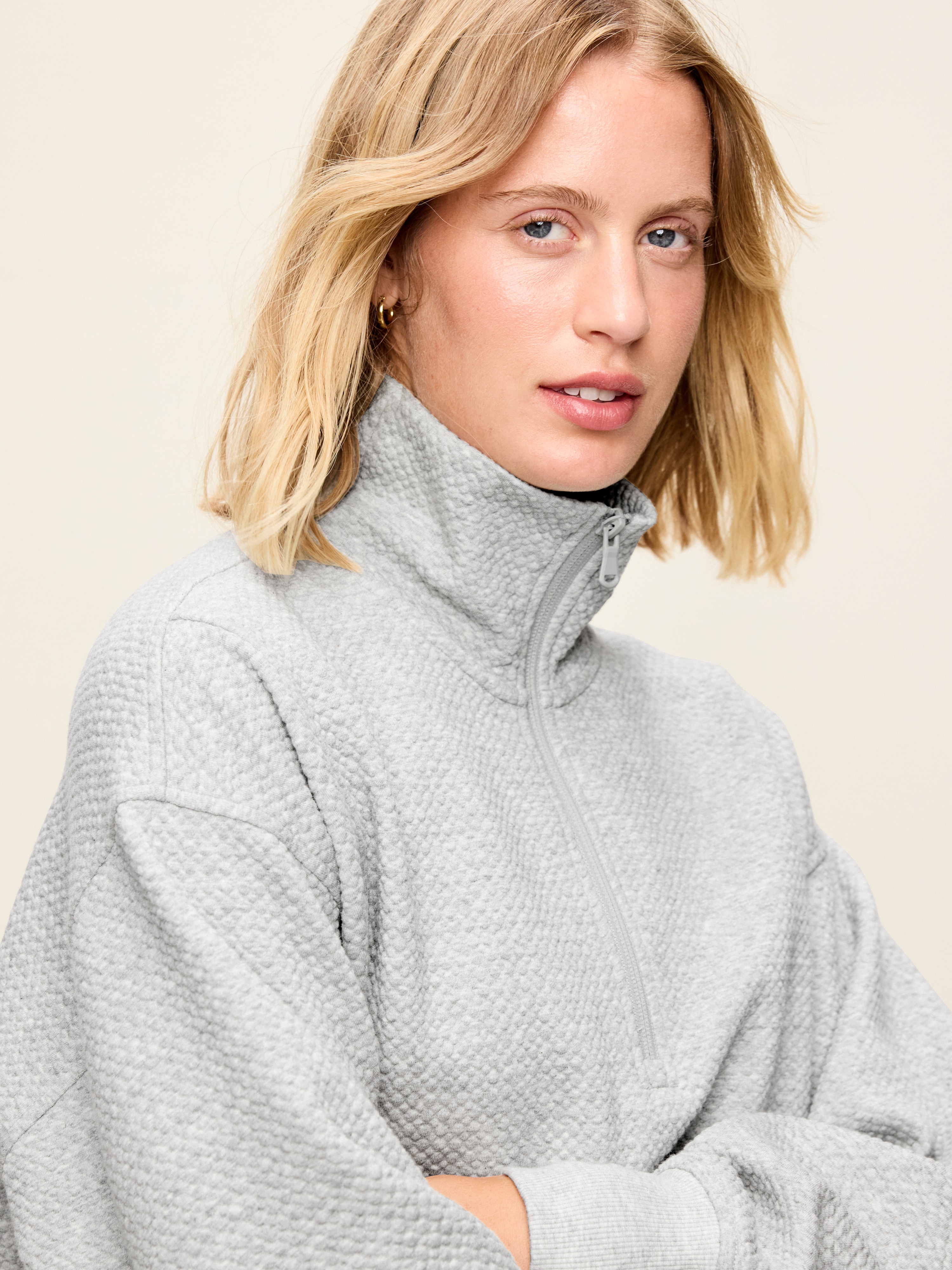 Dynamic Fleece Half-Zip Tunic Sweatshirt - Heather Grey - 4