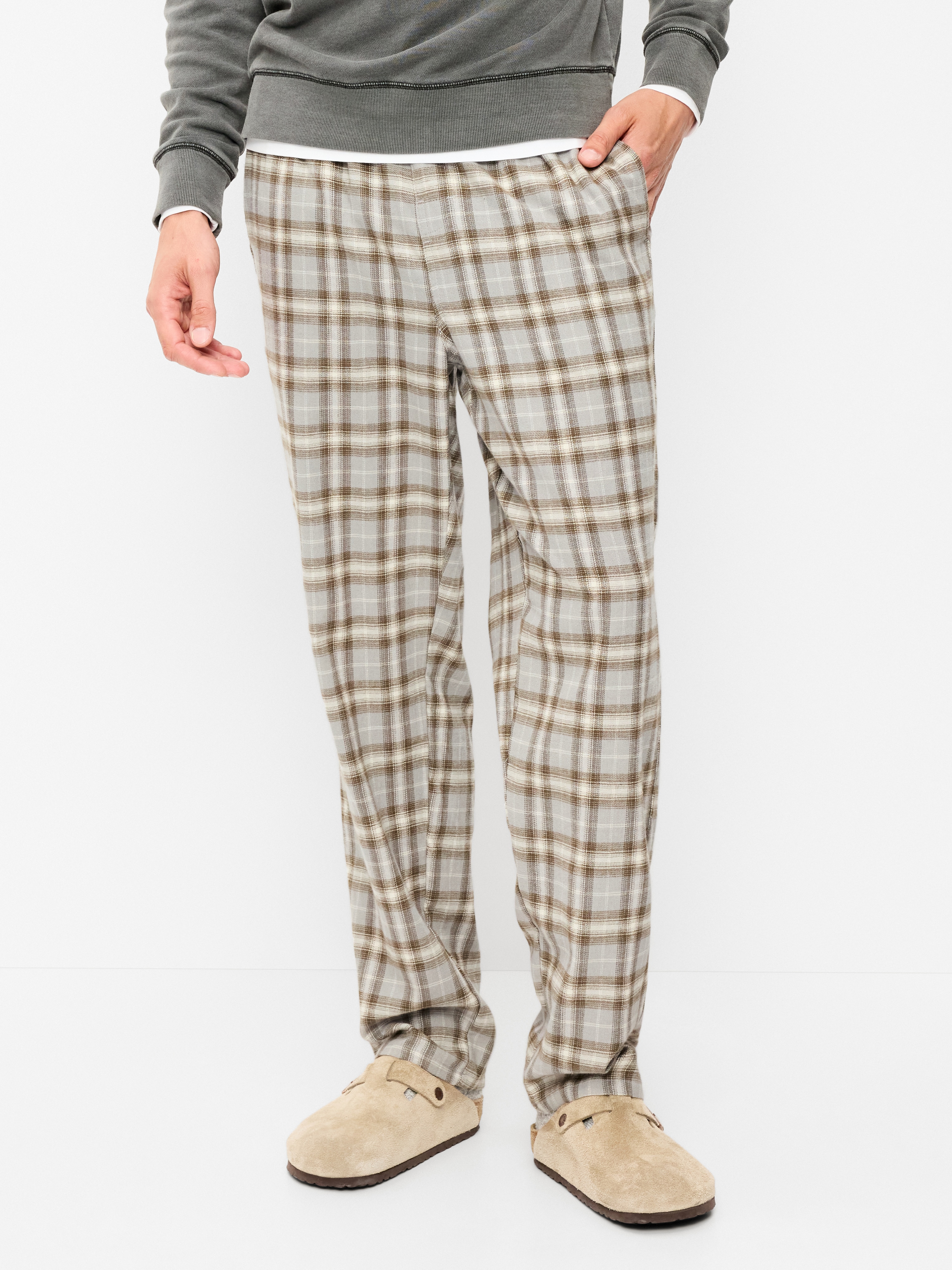 Flannel Pajama Pants - Gray Plaid - 1