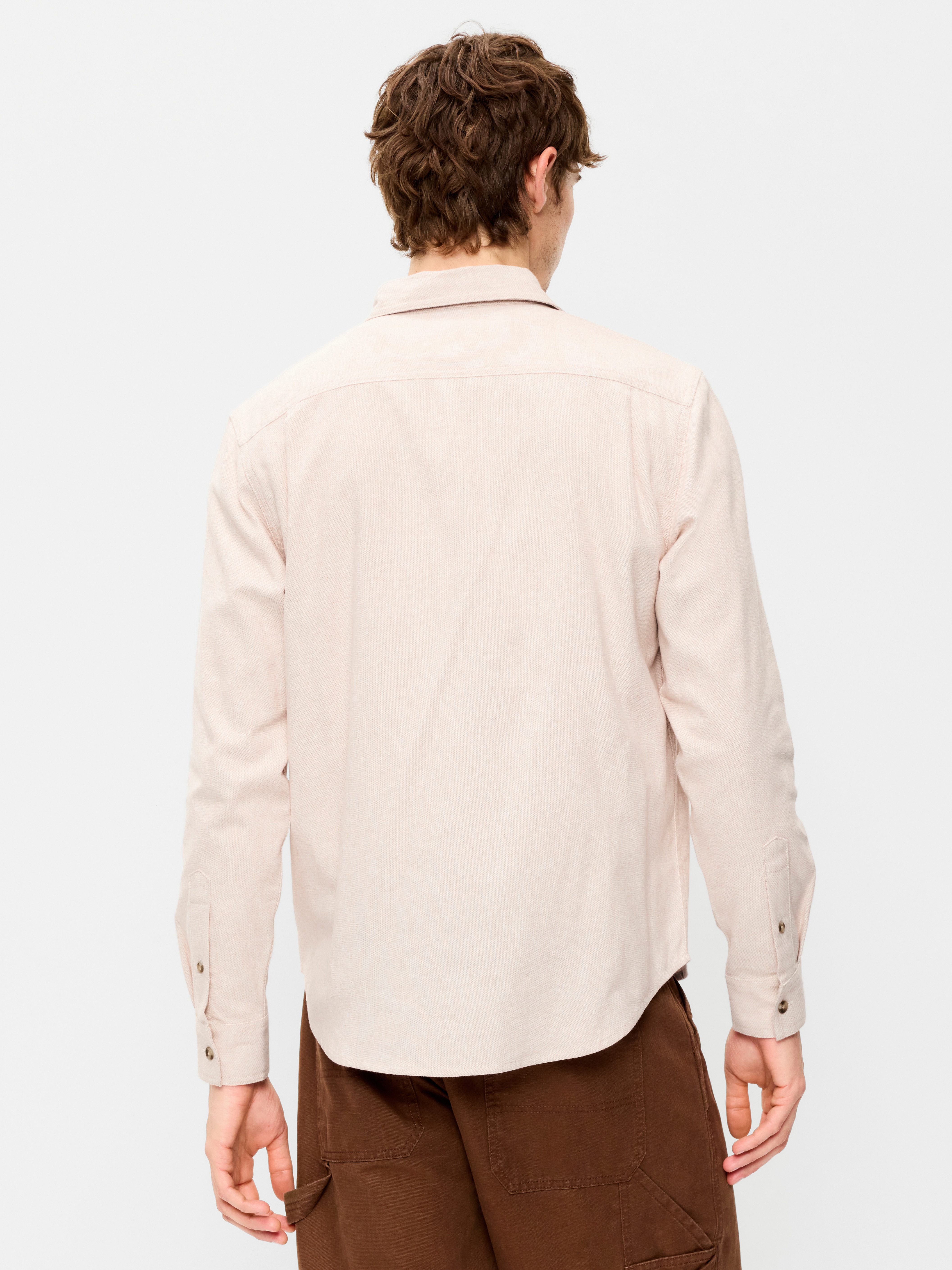 Relaxed Long-Sleeve Flannel Pocket Shirt - Oatmeal Heather - 2