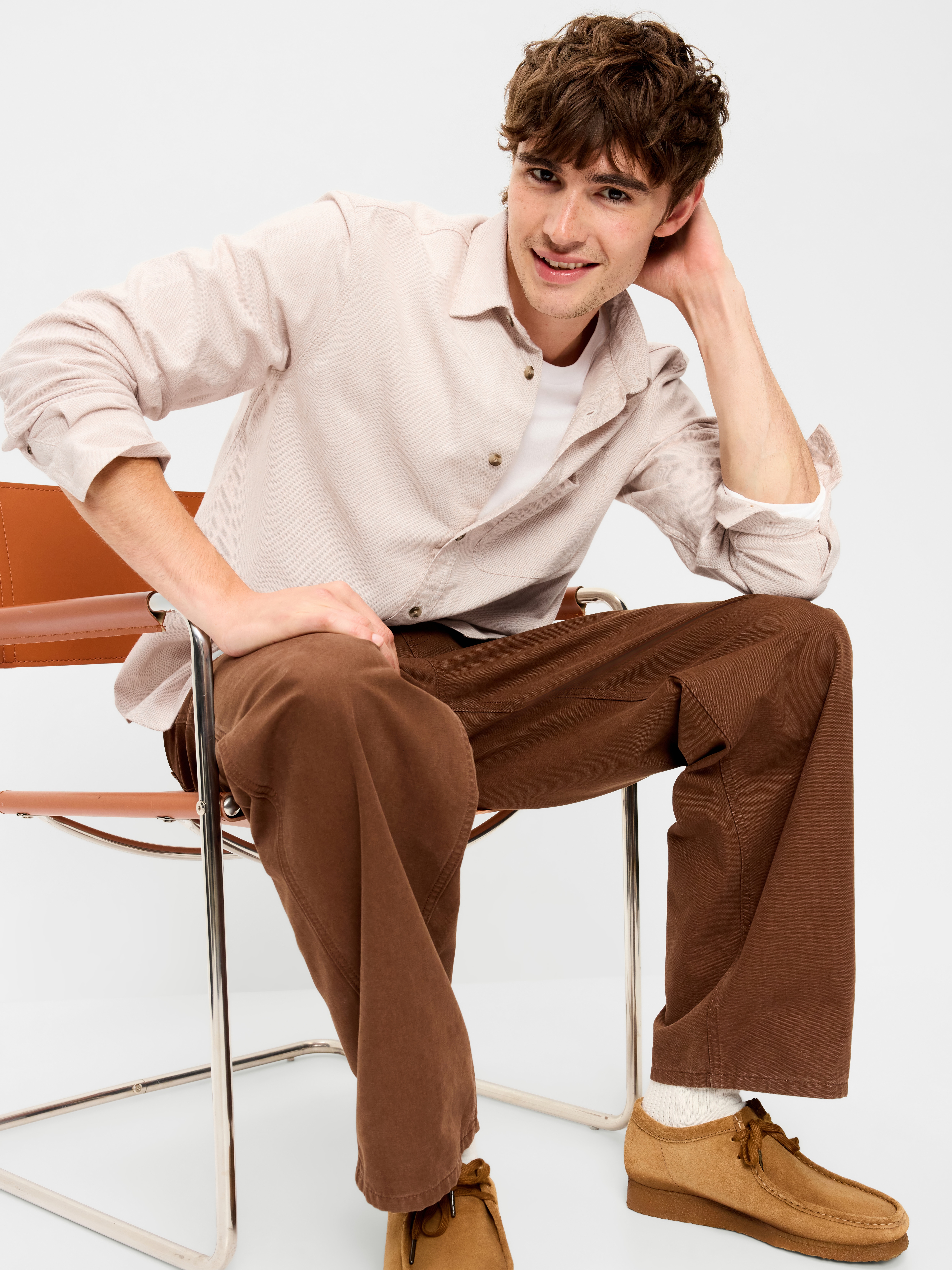 Relaxed Long-Sleeve Flannel Pocket Shirt - Oatmeal Heather - 3