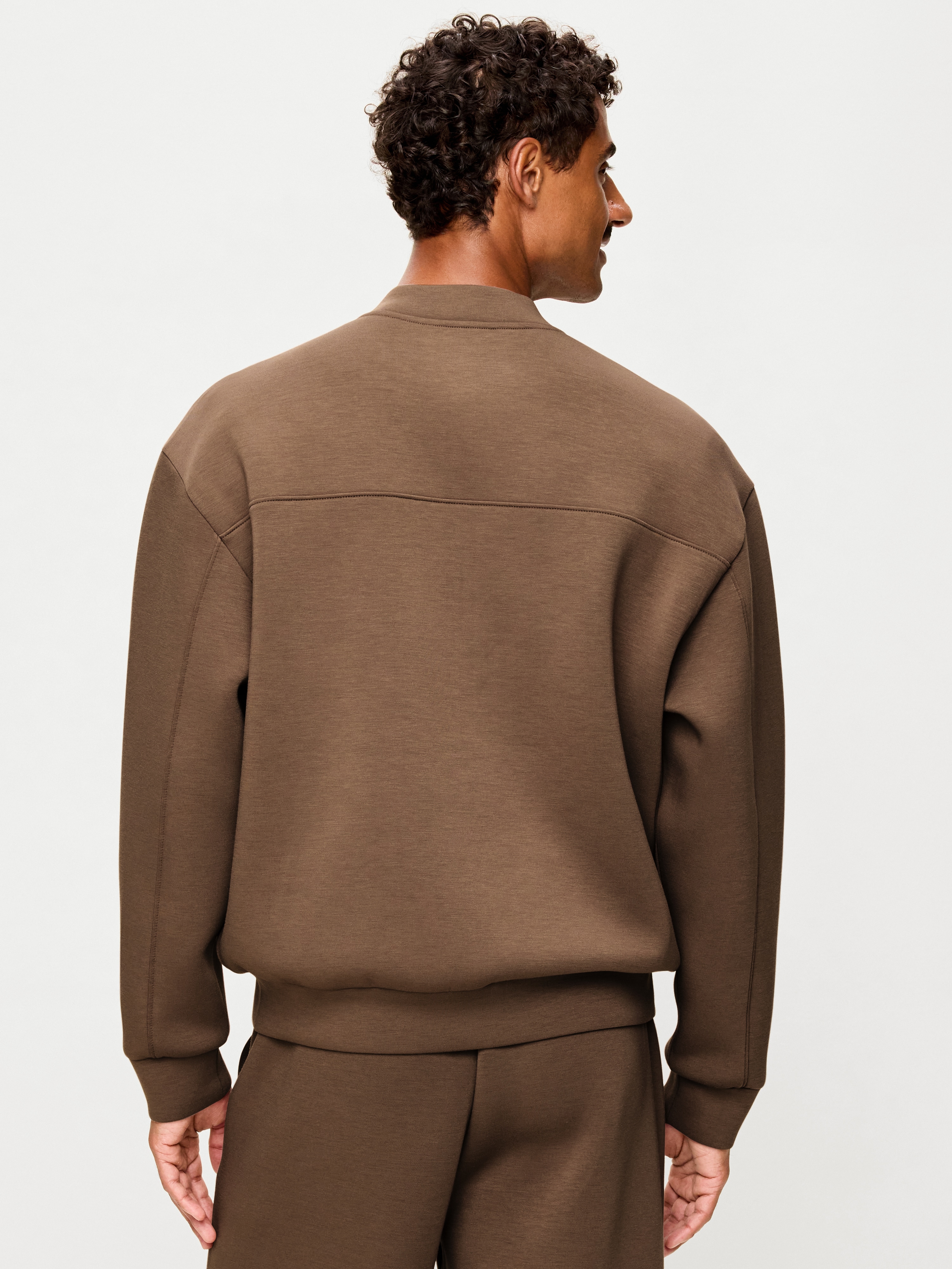 Bounce Fleece Oversized Bomber Jacket - Saddle Brown - 2