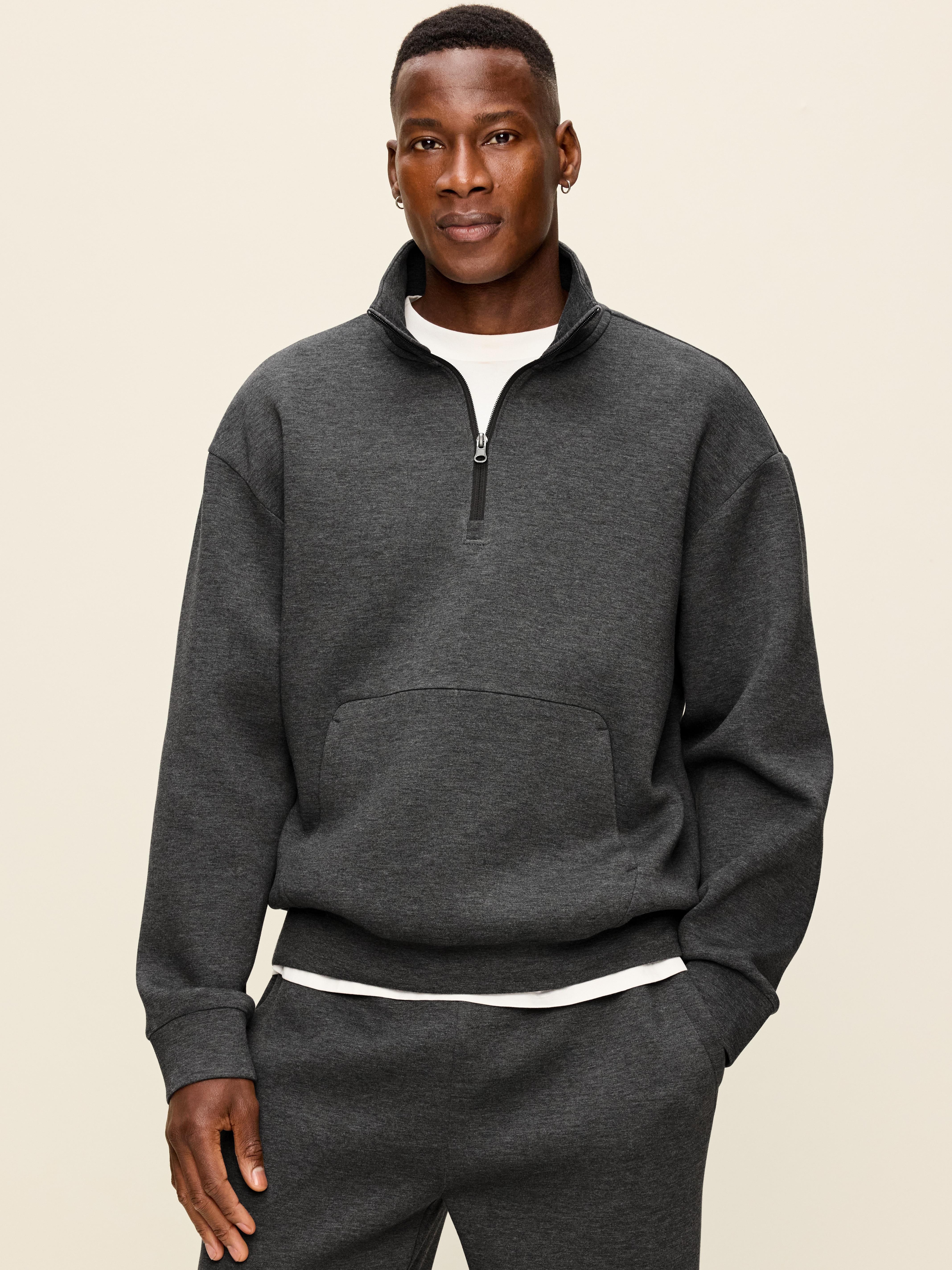 Bounce Fleece Oversized Half-Zip Pullover Sweatshirt - Dark Heather Gray - 1