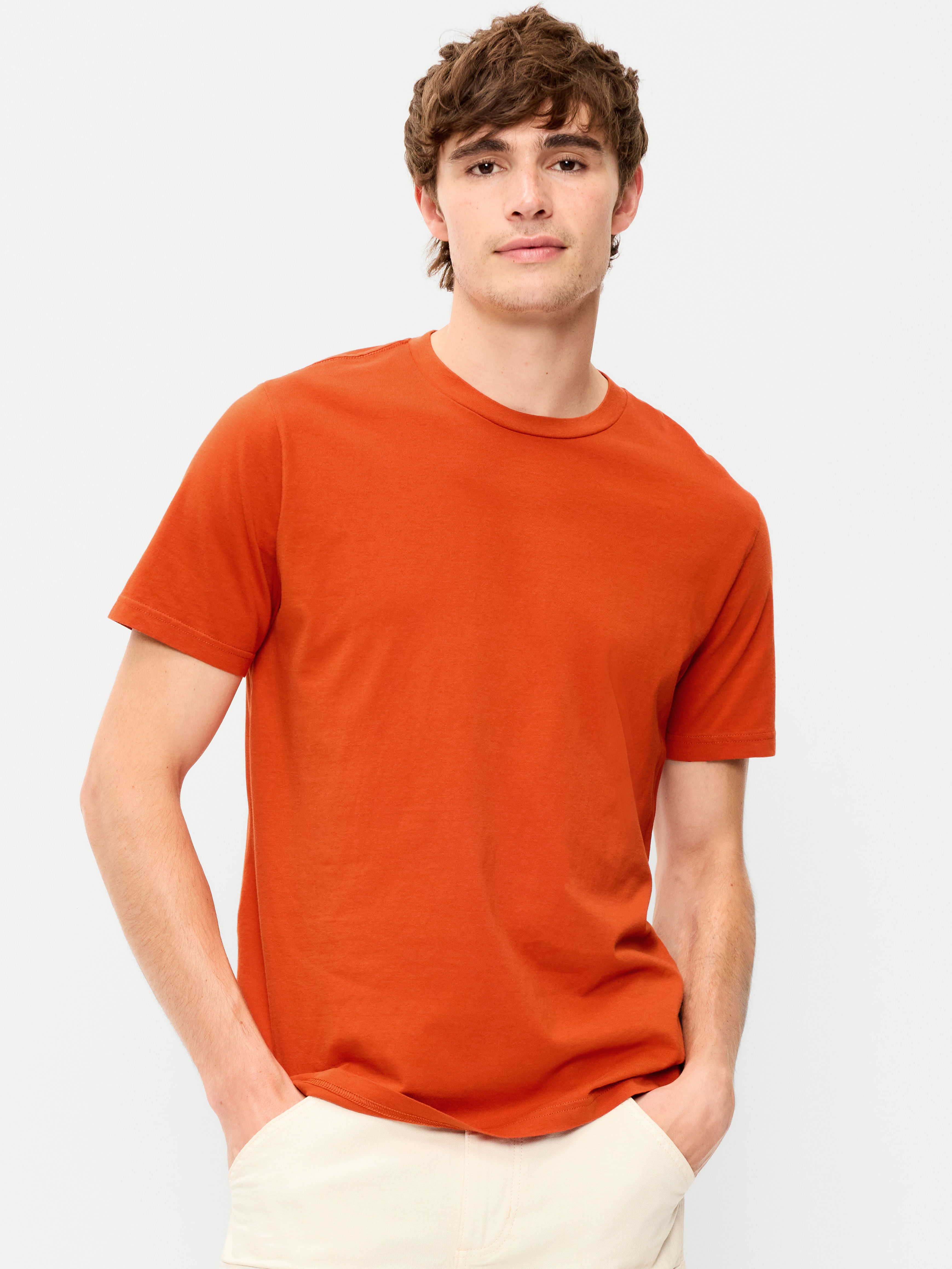 Soft-Washed Crew-Neck Short-Sleeve Tee - Tangerine - 1