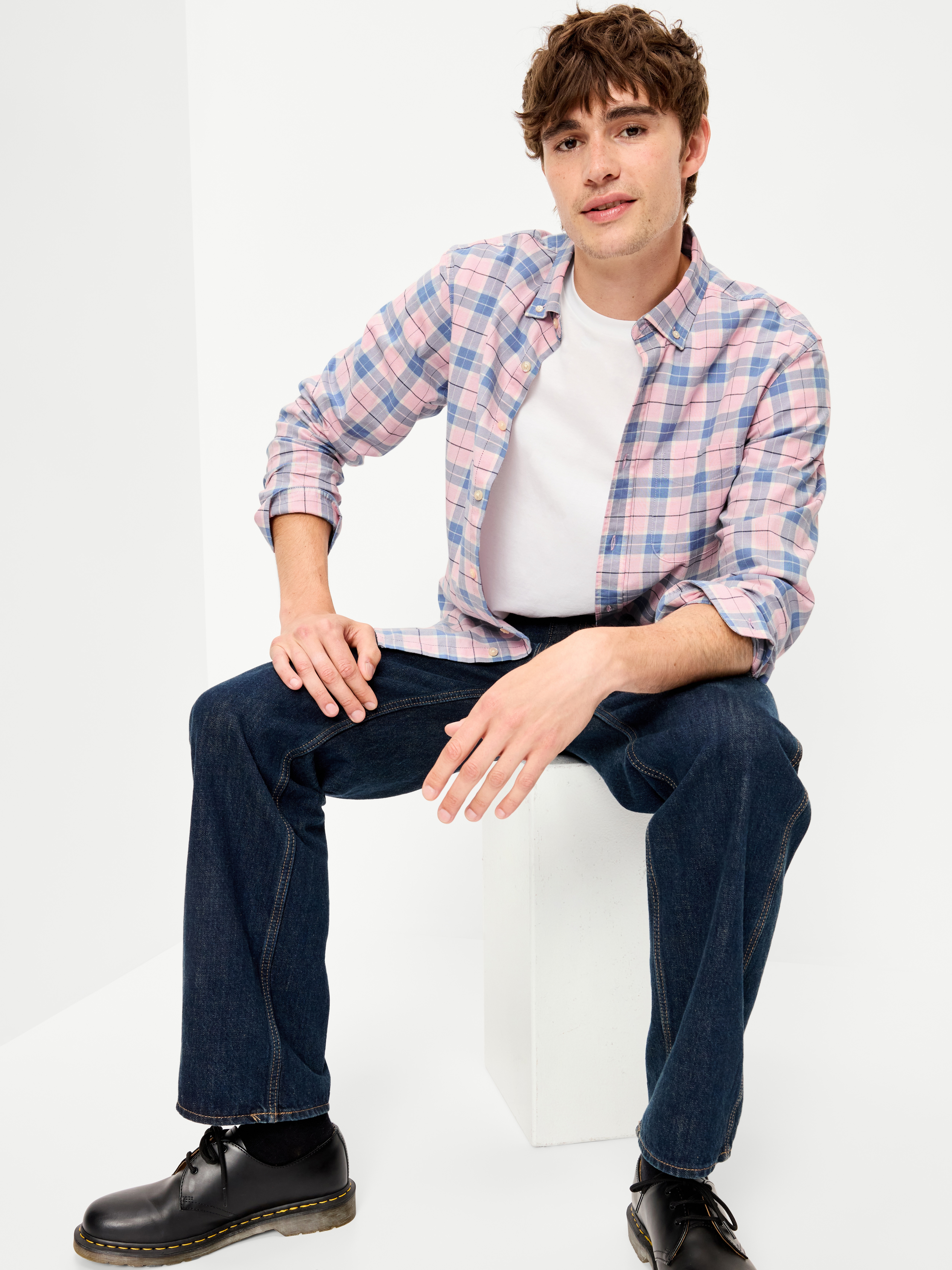 Classic Fit Everyday Oxford Shirt - Pink Plaid - 3
