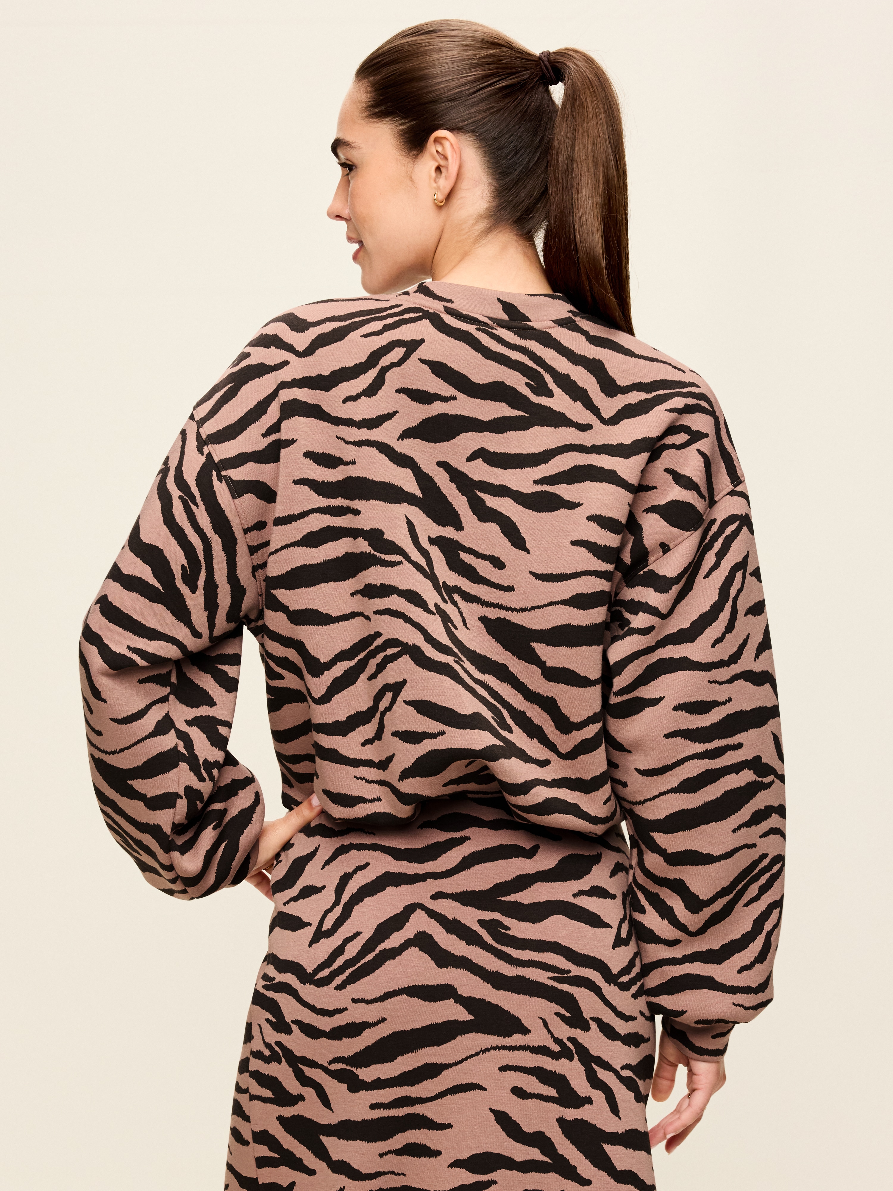 Bounce Fleece Bubble-Hem Sweatshirt - Animal Print - 2