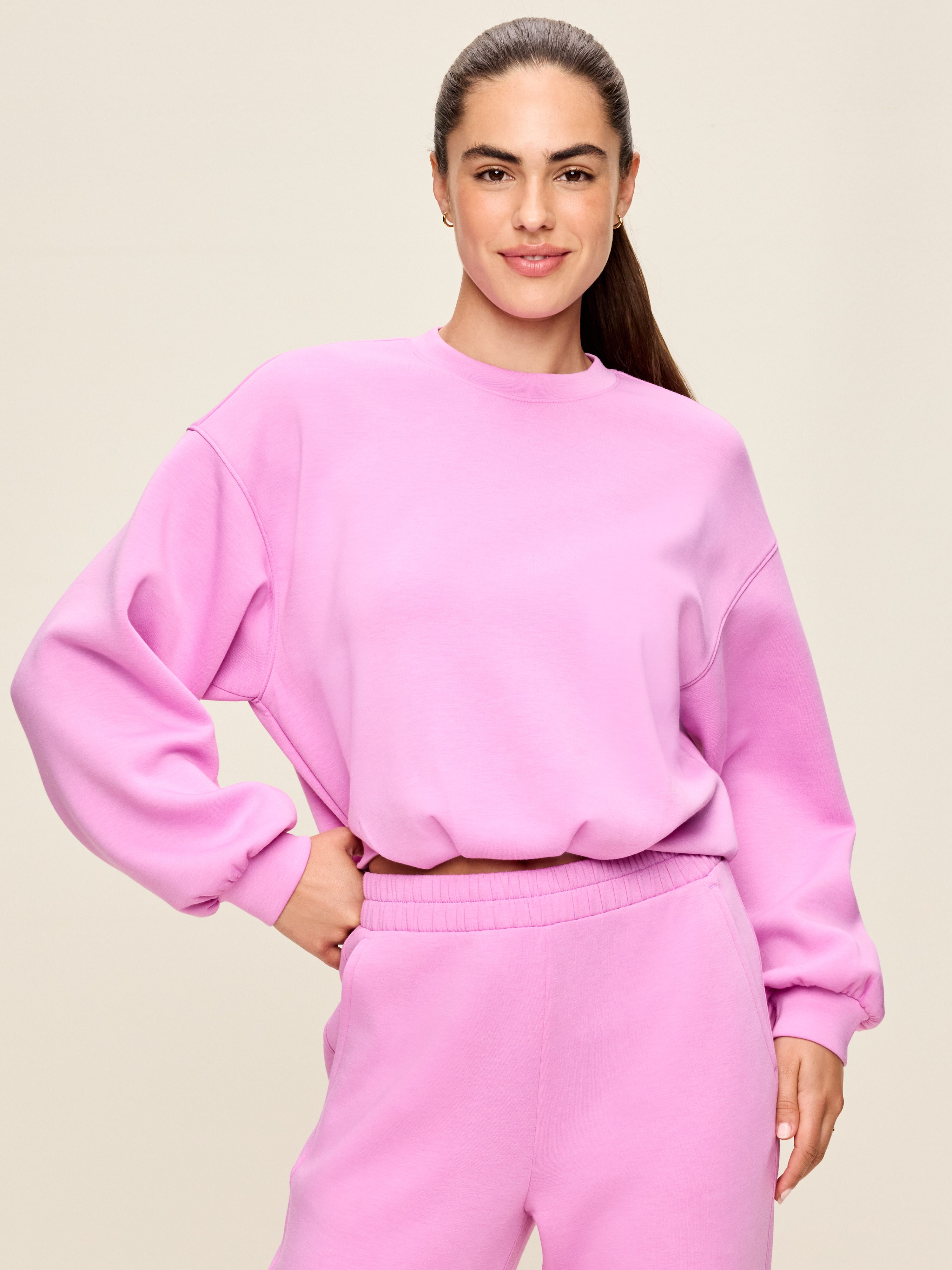 Bounce Fleece Bubble-Hem Sweatshirt - Orchid - 1