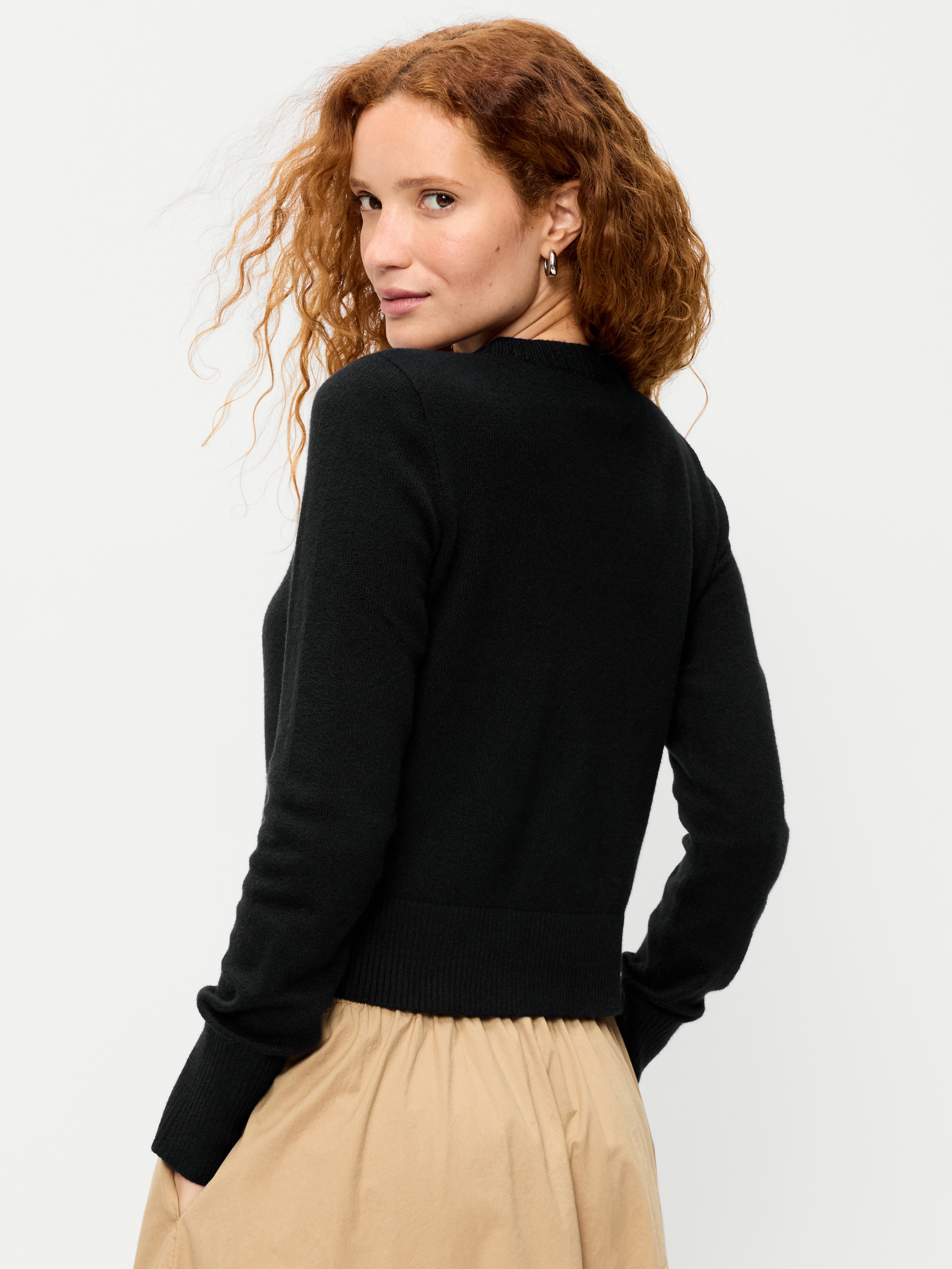 SoSoft Cropped Crew-Neck Cardigan - Black Jack - 2