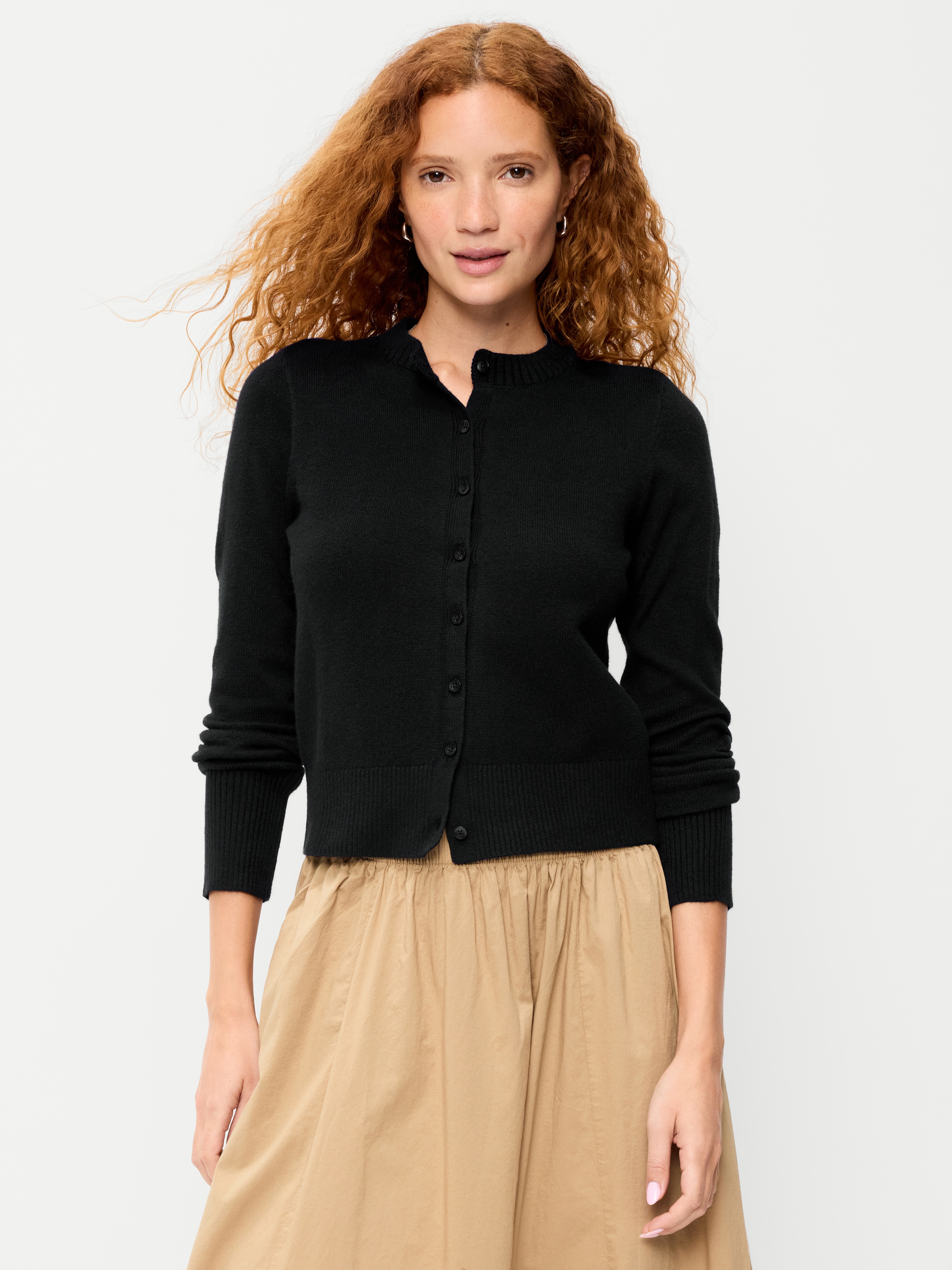 SoSoft Cropped Crew-Neck Cardigan - Black Jack - 1