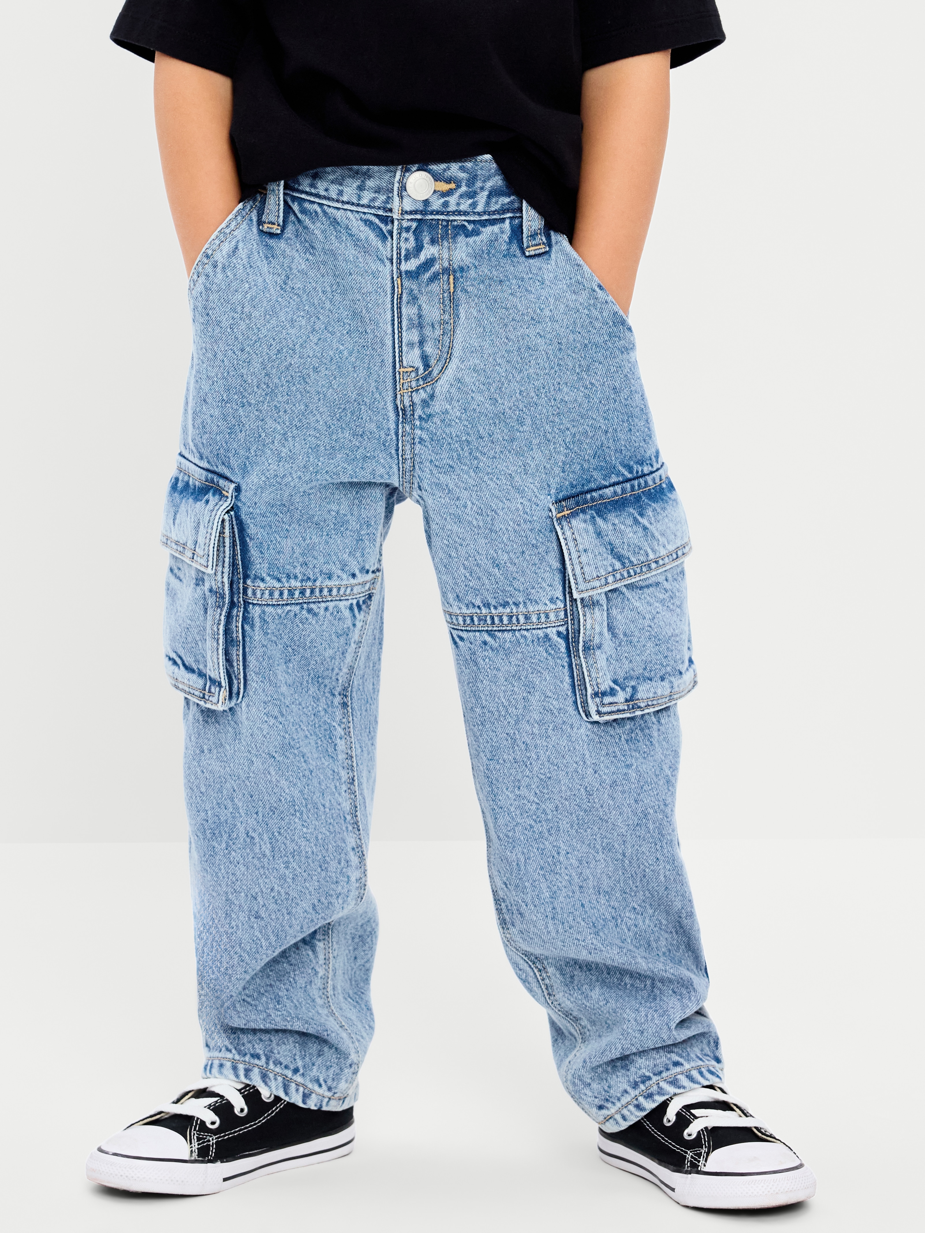 Super Baggy Barrel-Leg Cargo Jeans for Toddler Boys - Light Wash - 2