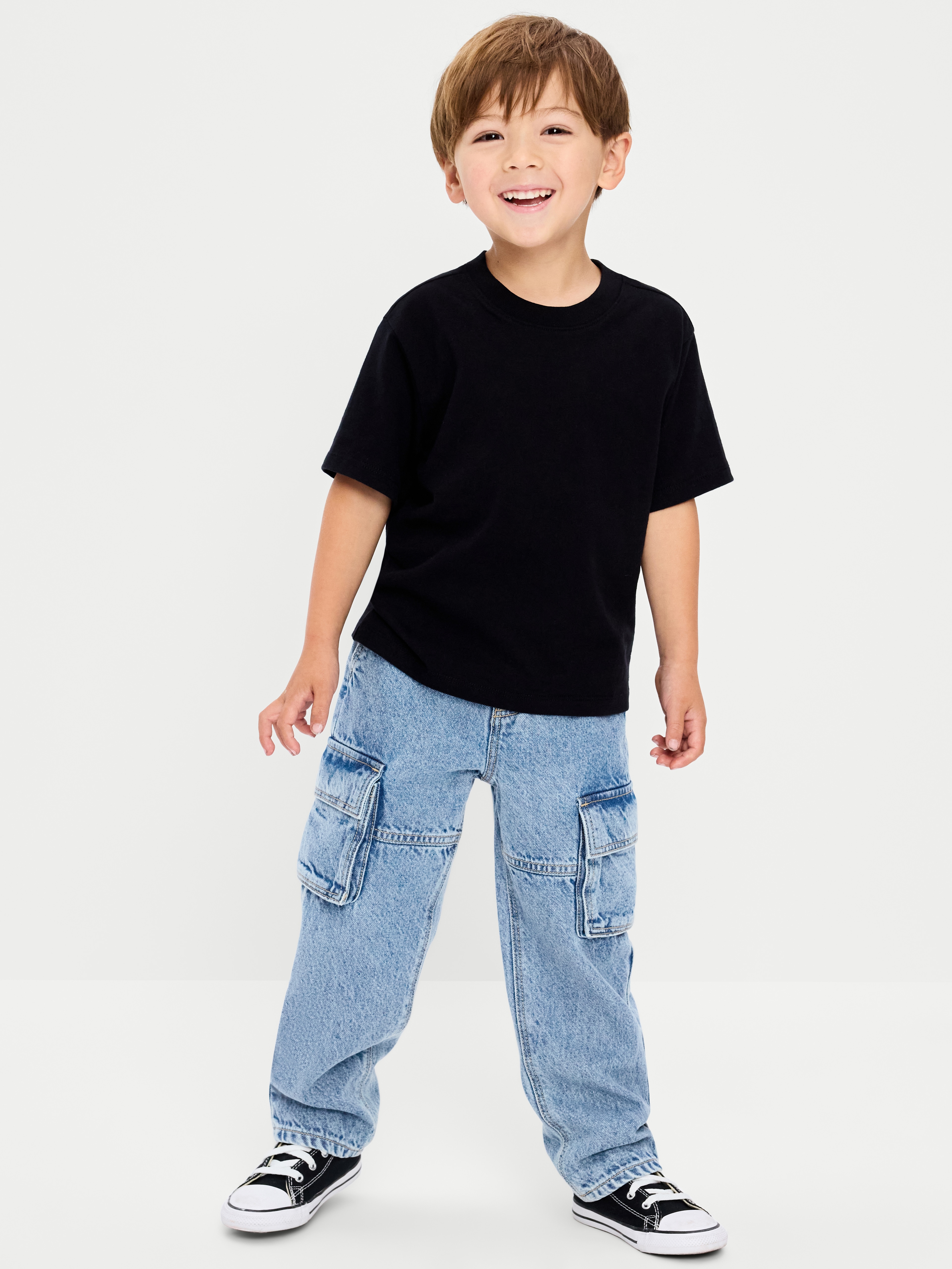 Super Baggy Barrel-Leg Cargo Jeans for Toddler Boys - Light Wash - 1