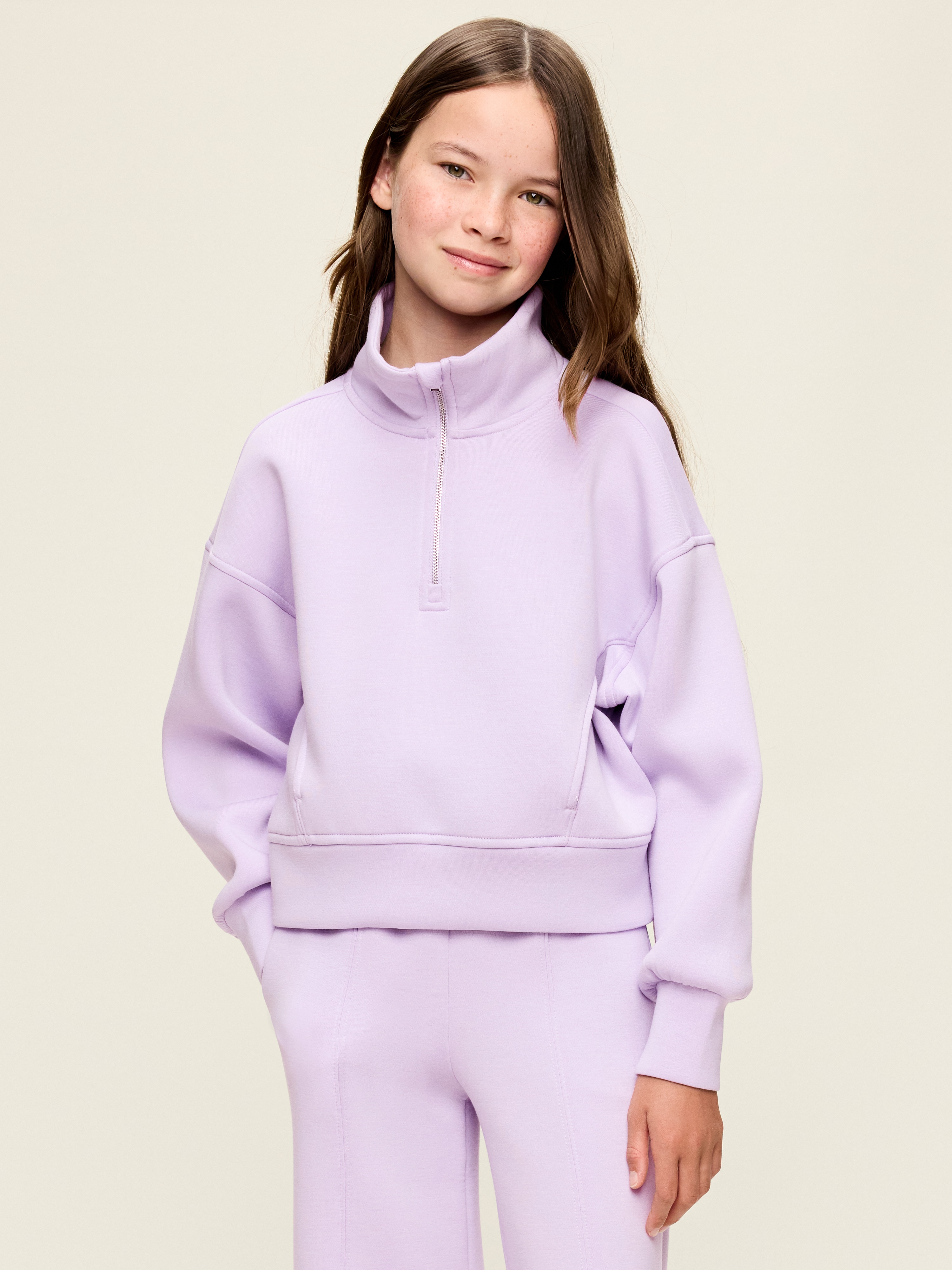 Bounce Fleece Half-Zip Pullover Sweatshirt for Girls - Dusky Lavender - 1