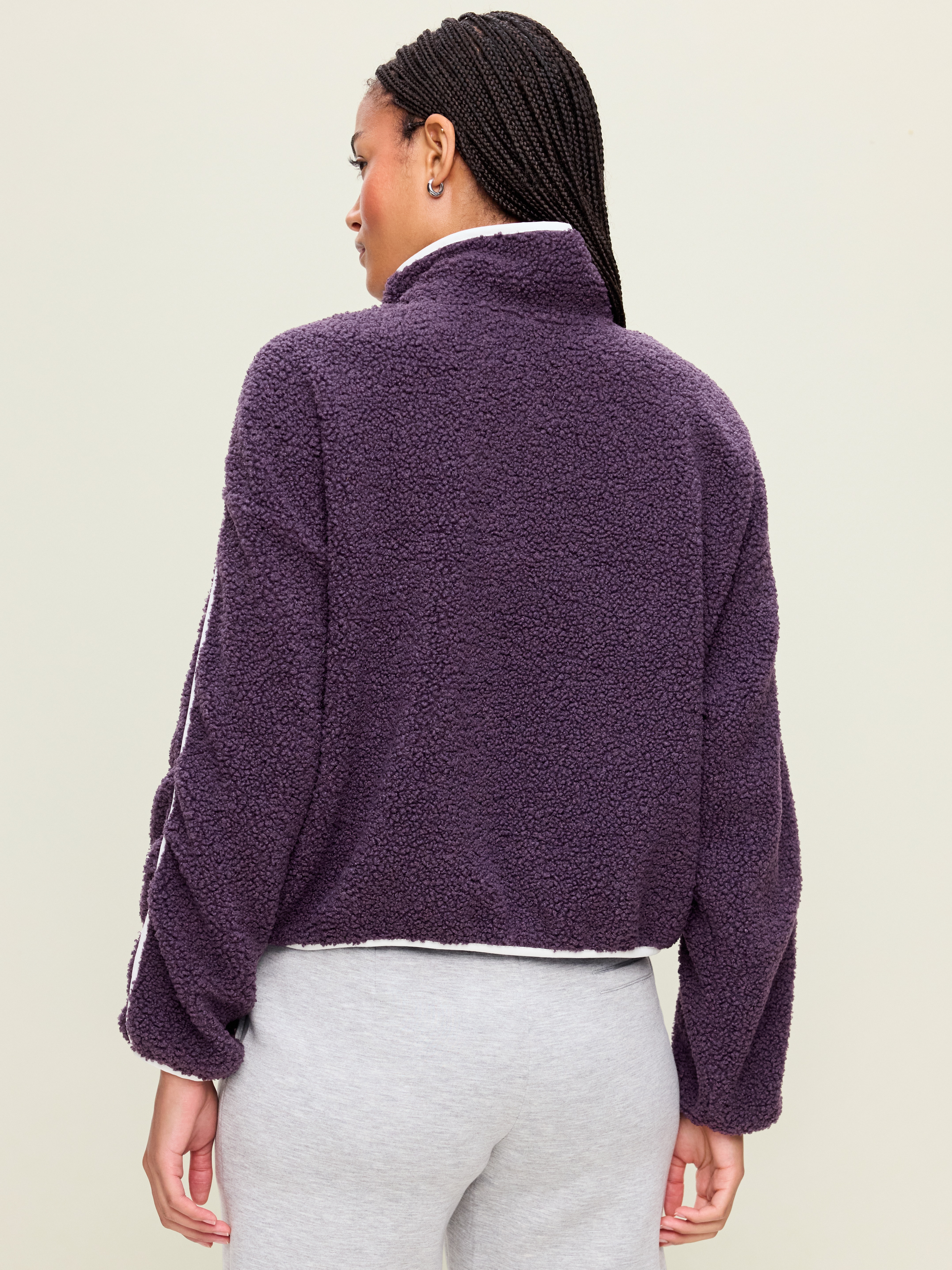 Loose Sherpa Quarter-Zip Pullover - Nebula - 2