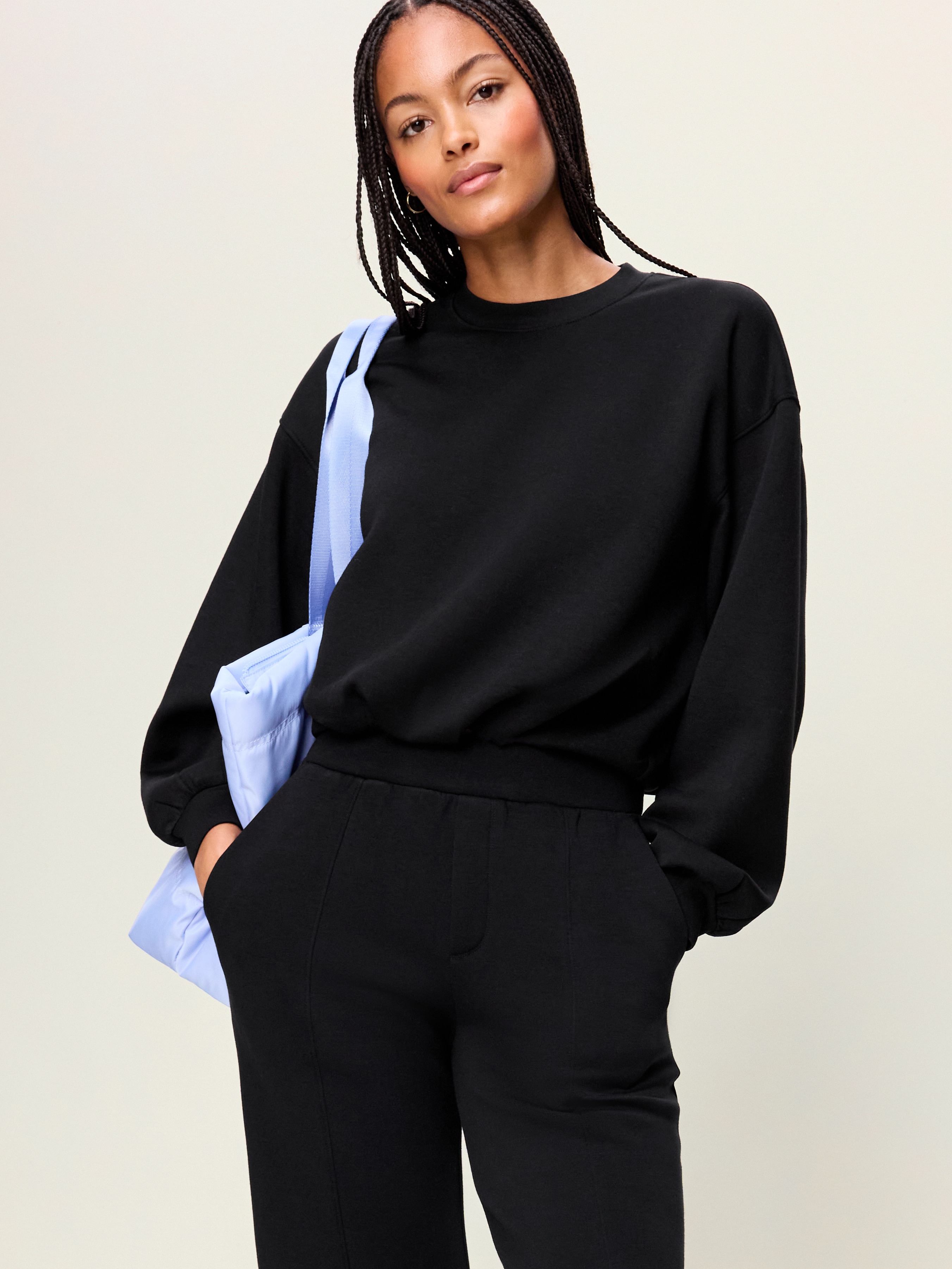 Bounce Fleece Bubble-Hem Sweatshirt - Black Jack - 3