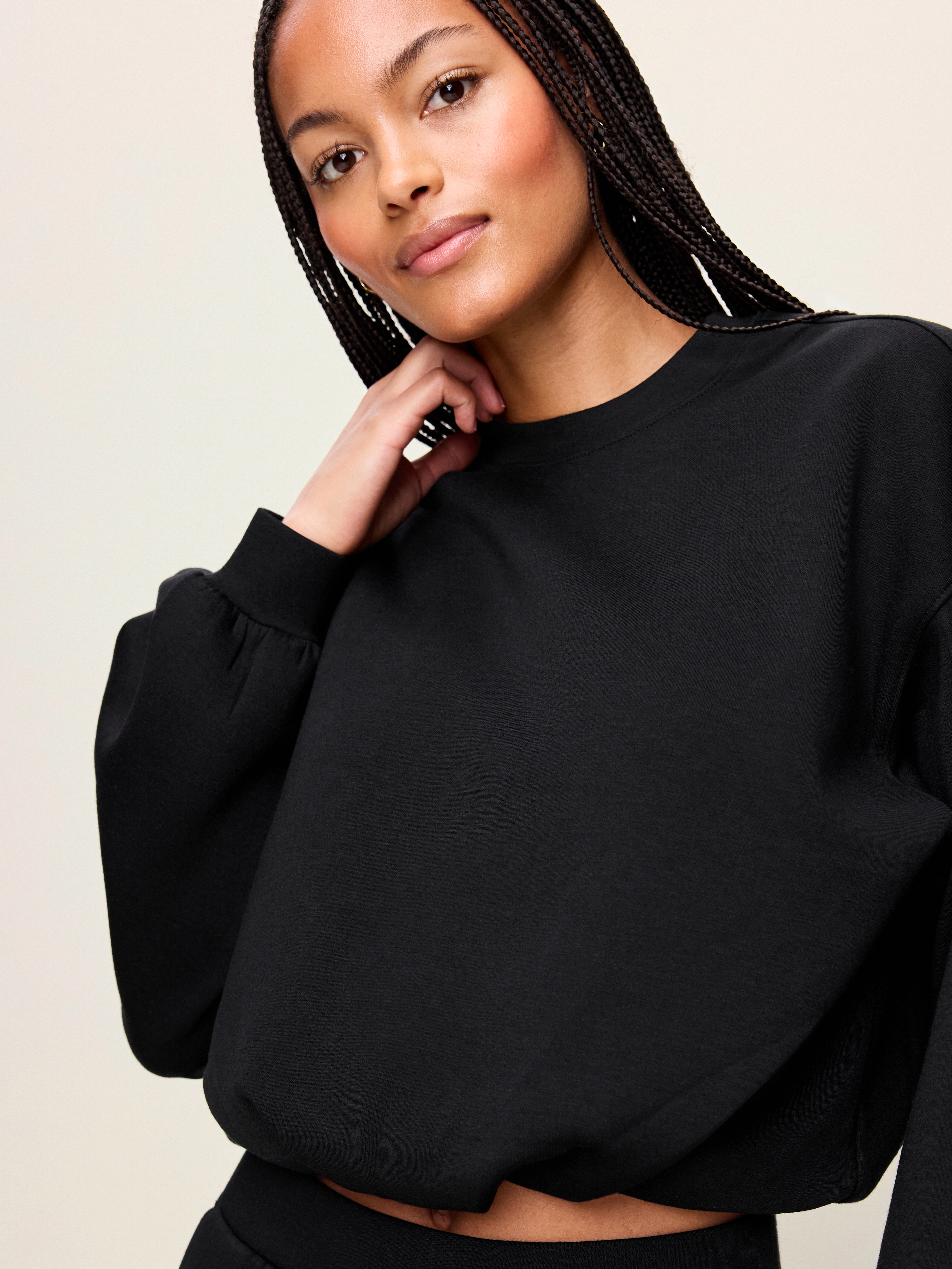 Bounce Fleece Bubble-Hem Sweatshirt - Black Jack - 4