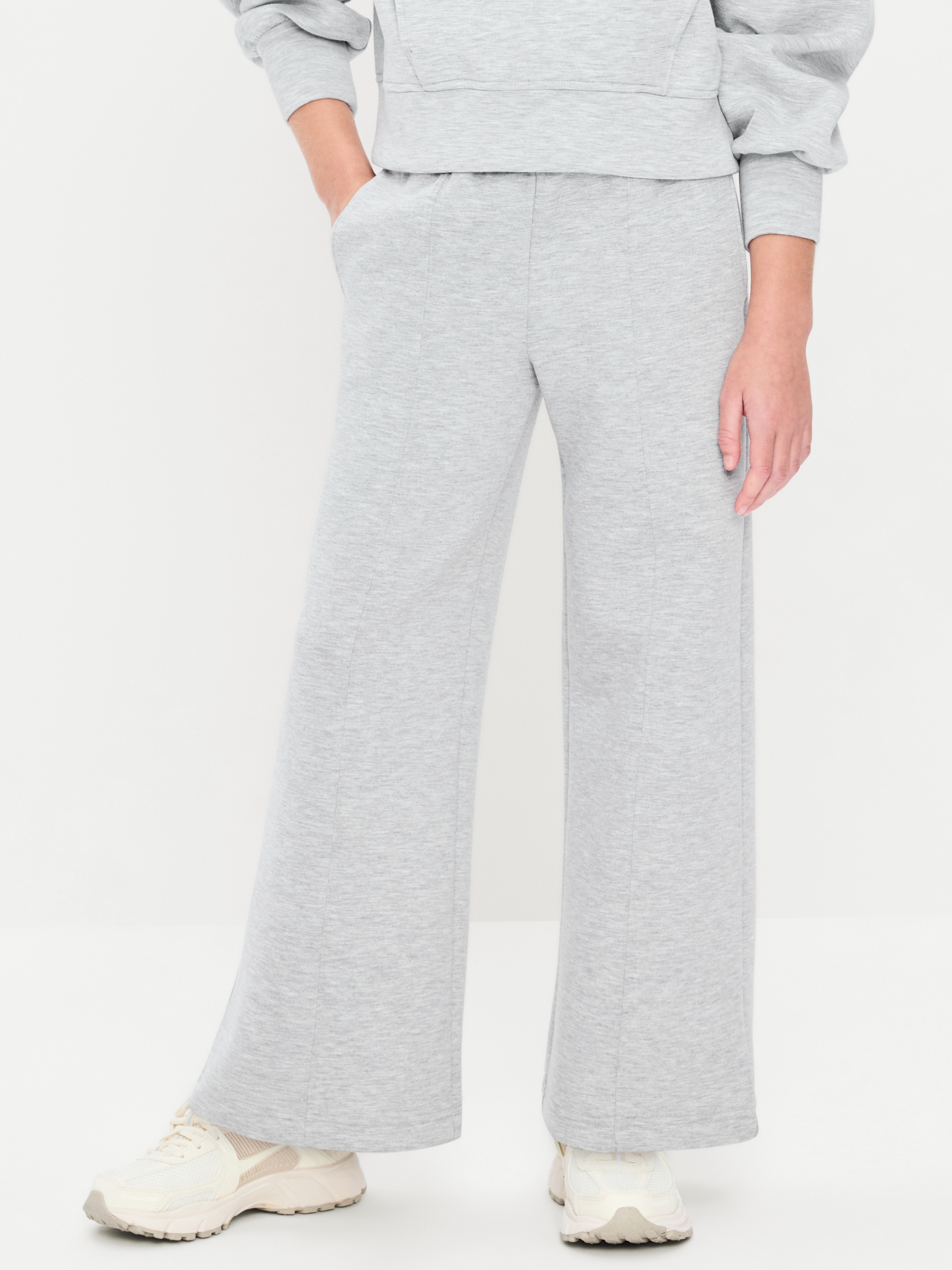 High-Waisted Bounce Fleece Wide-Leg Sweatpants for Girls - Heather Gray - 1