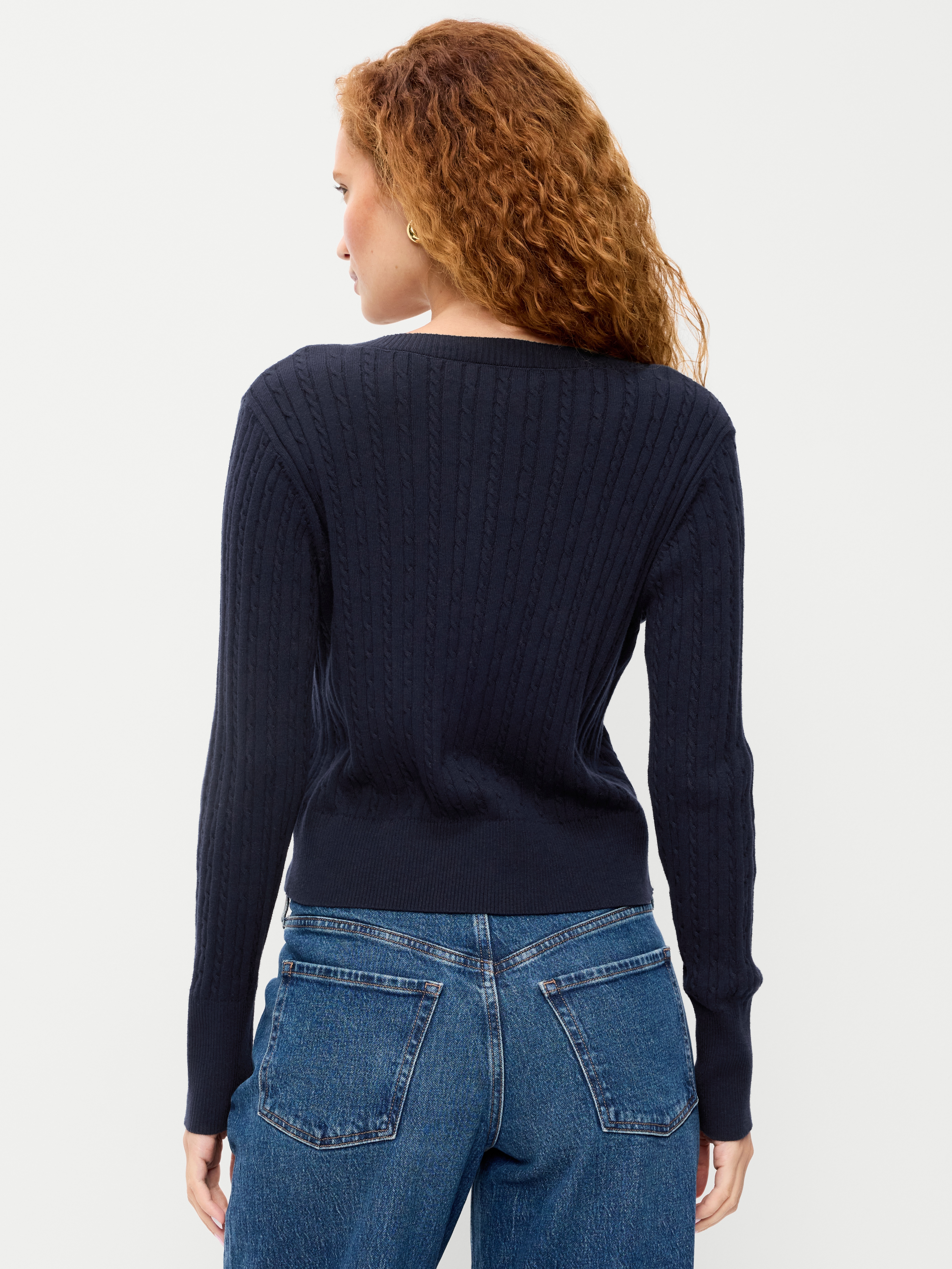 SoSoft Cropped Crew-Neck Cardigan - In the Navy - 2