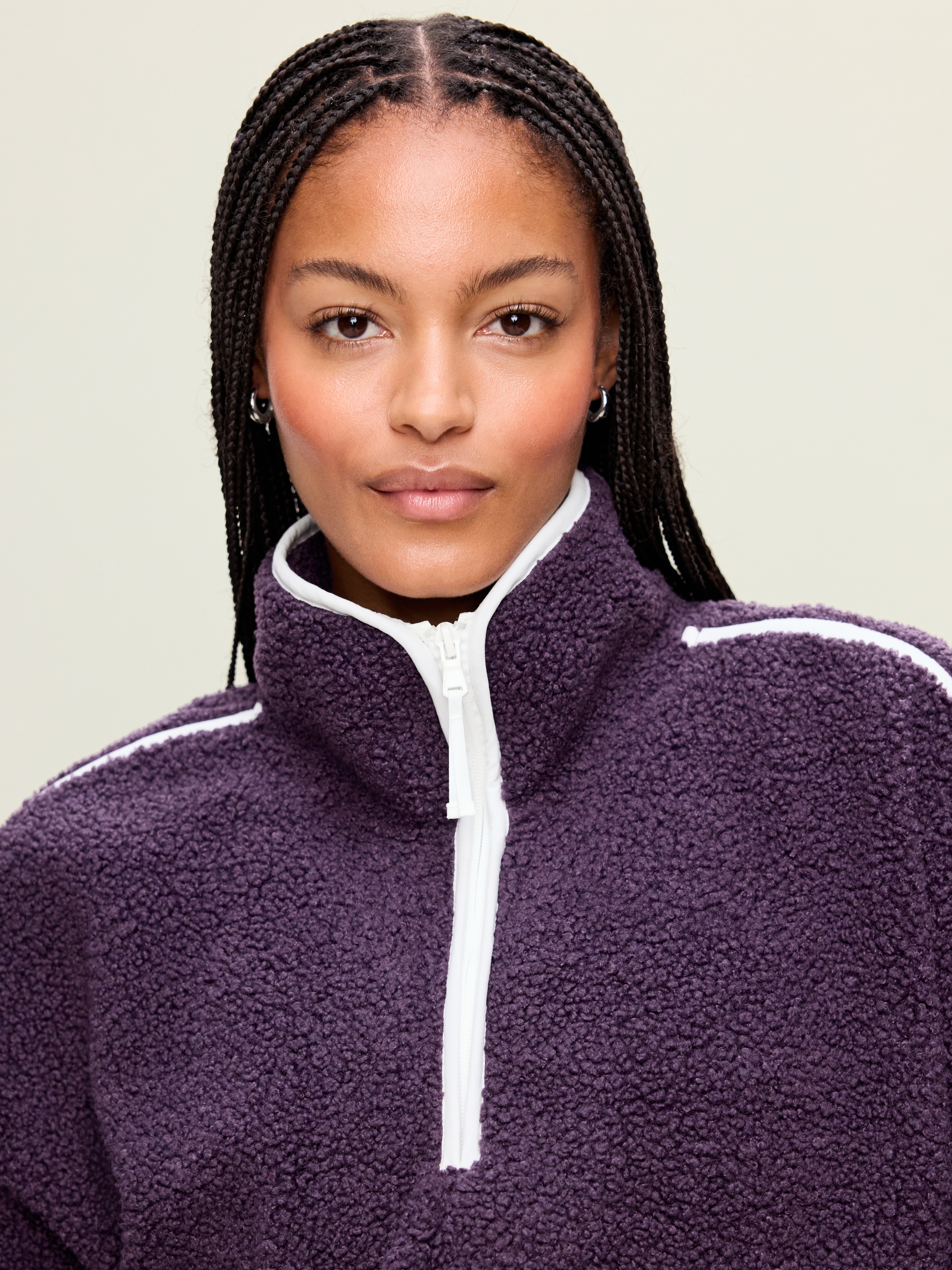 Loose Sherpa Quarter-Zip Pullover - Nebula - 4