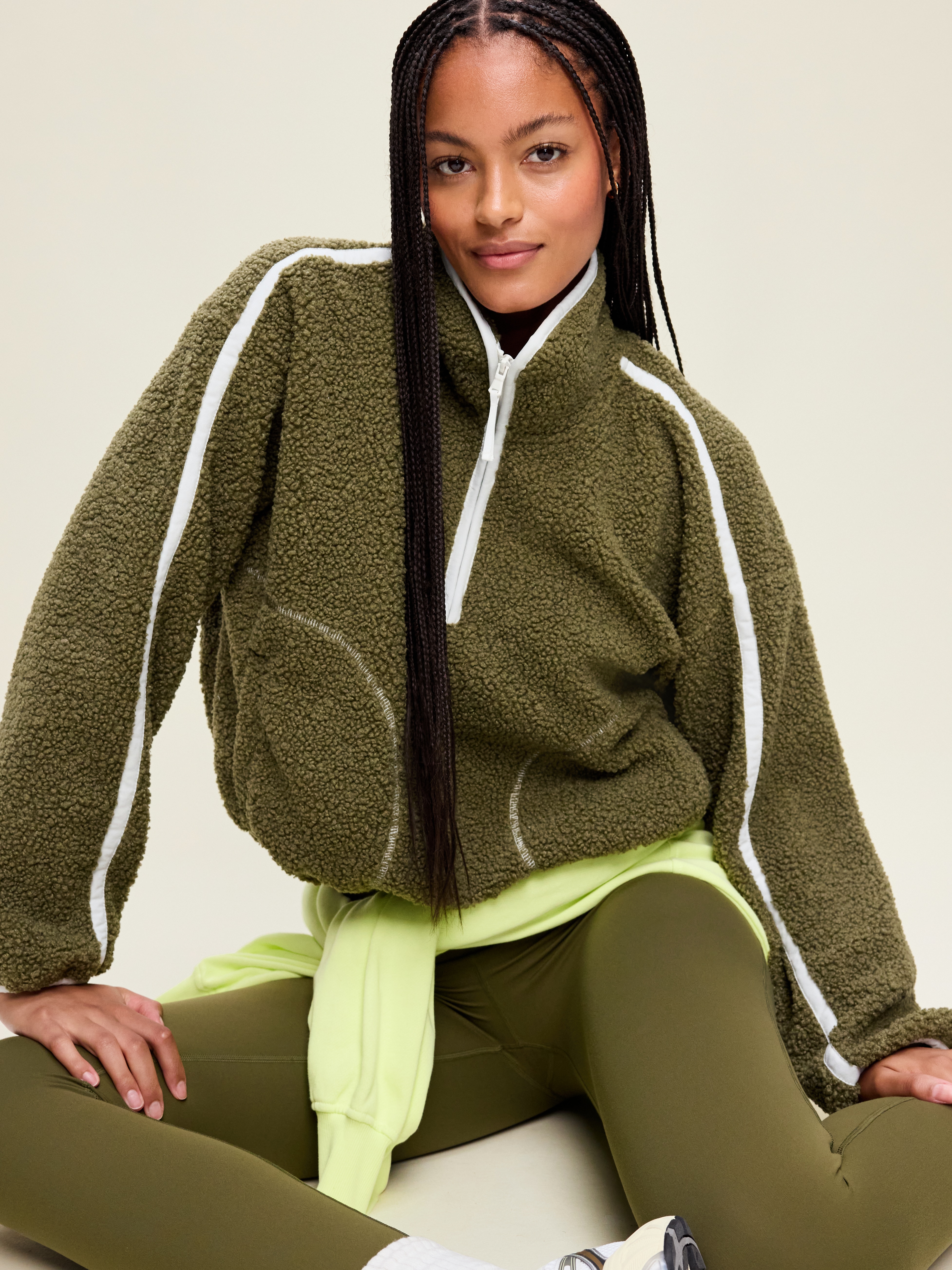 Loose Sherpa Quarter-Zip Pullover - Hearthwood - 3