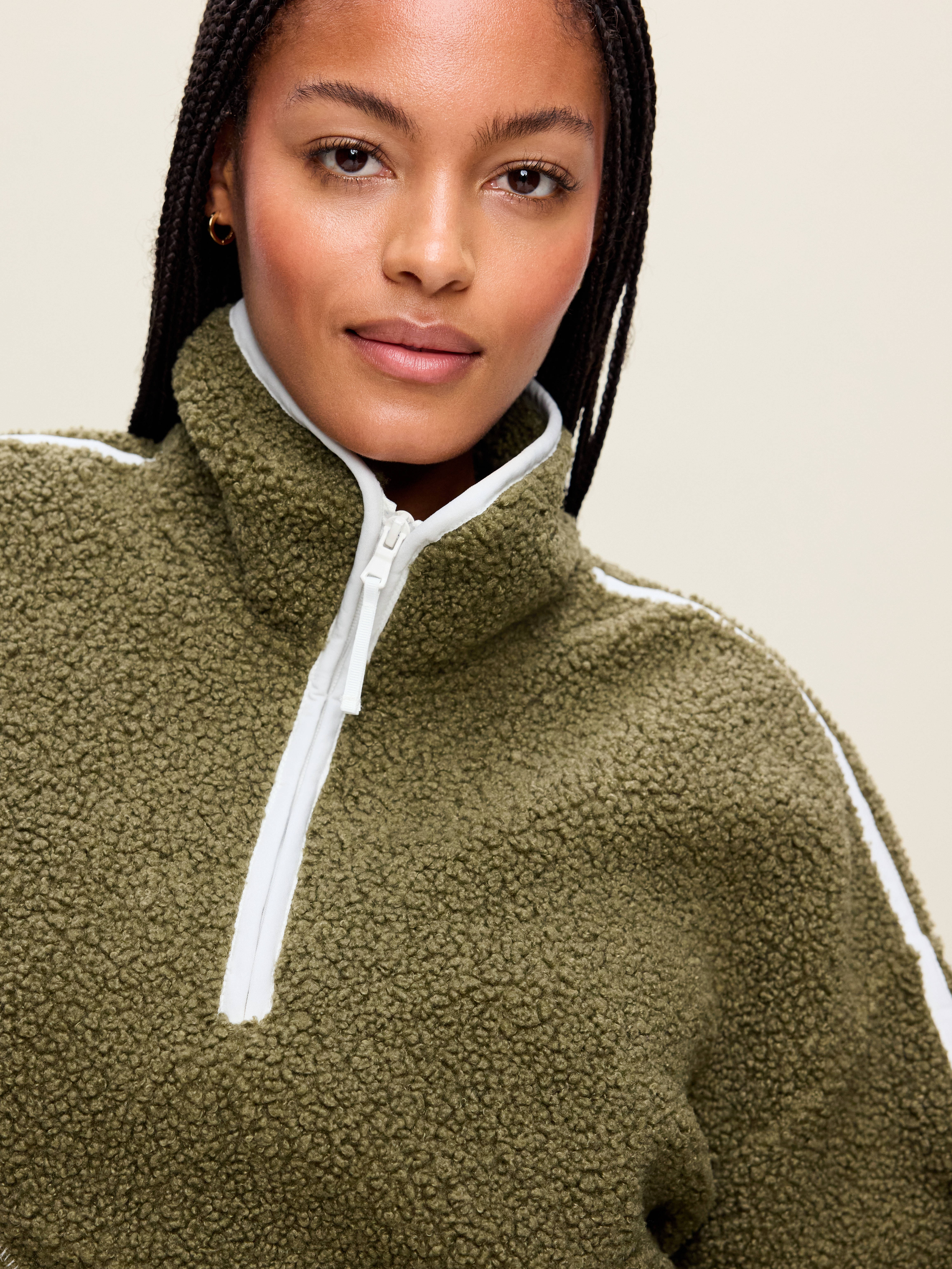 Loose Sherpa Quarter-Zip Pullover - Hearthwood - 4