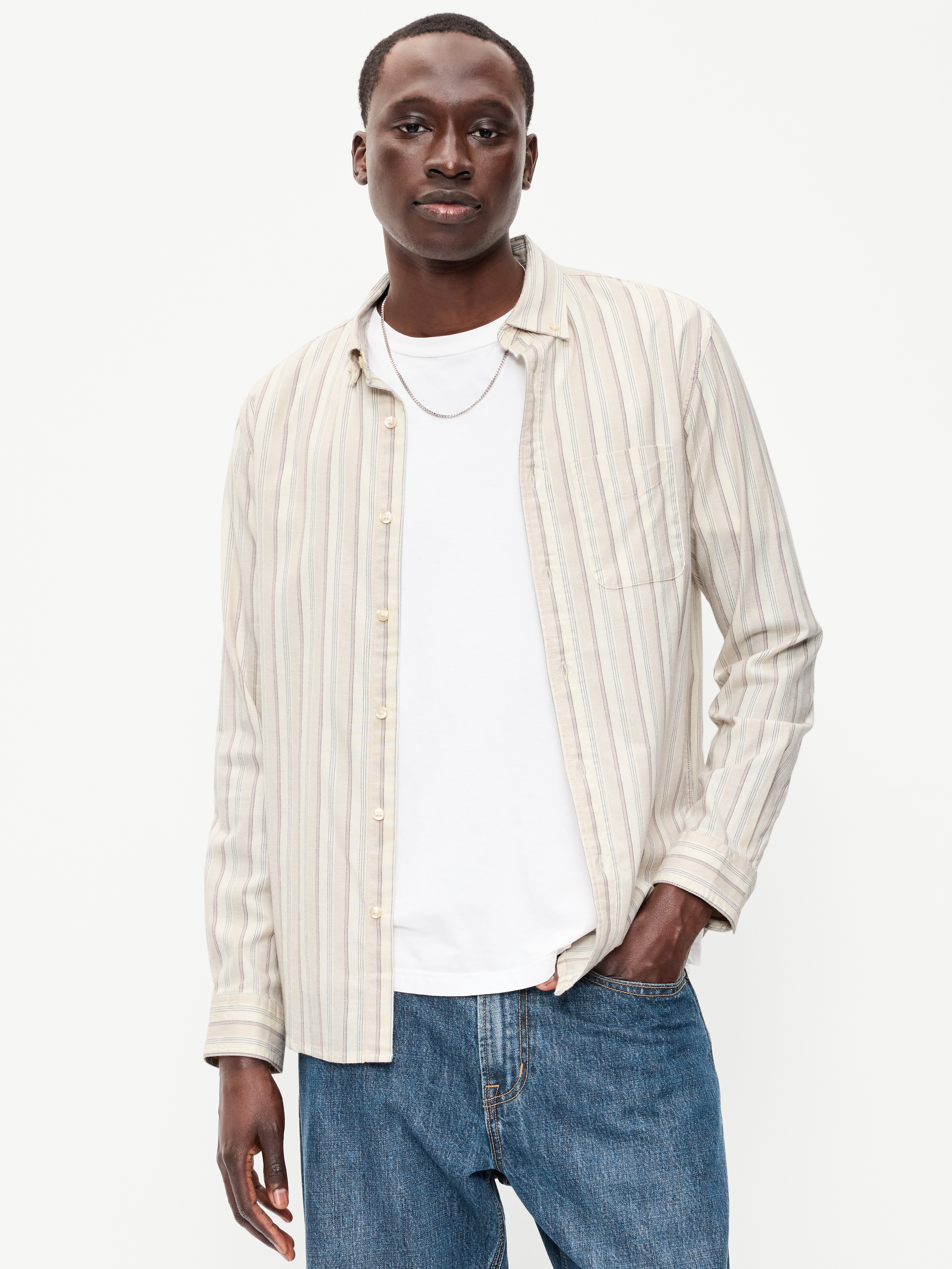 Classic Fit Everyday Oxford Shirt - Sea Salt Stripe - 1