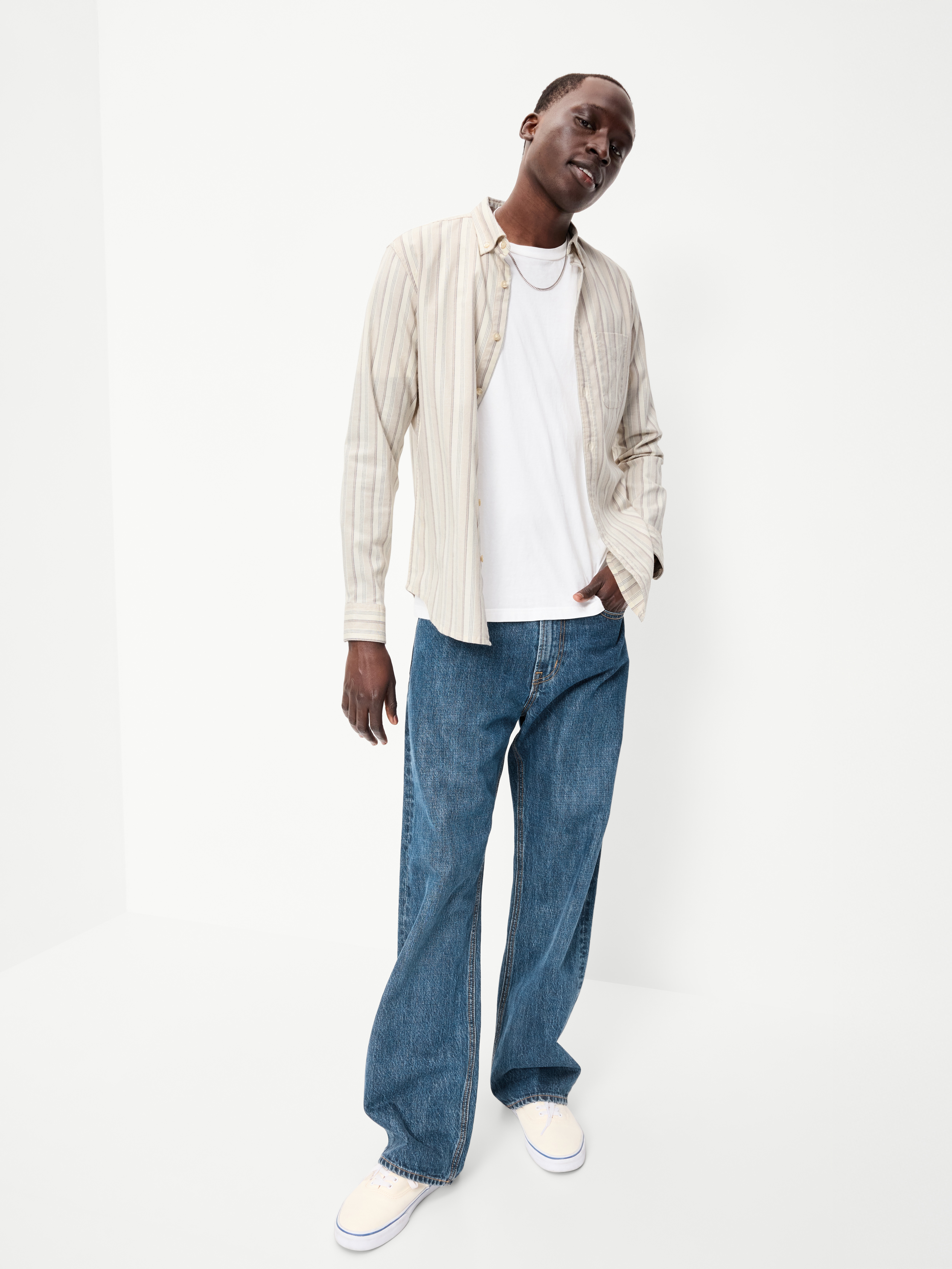 Classic Fit Everyday Oxford Shirt - Sea Salt Stripe - 3