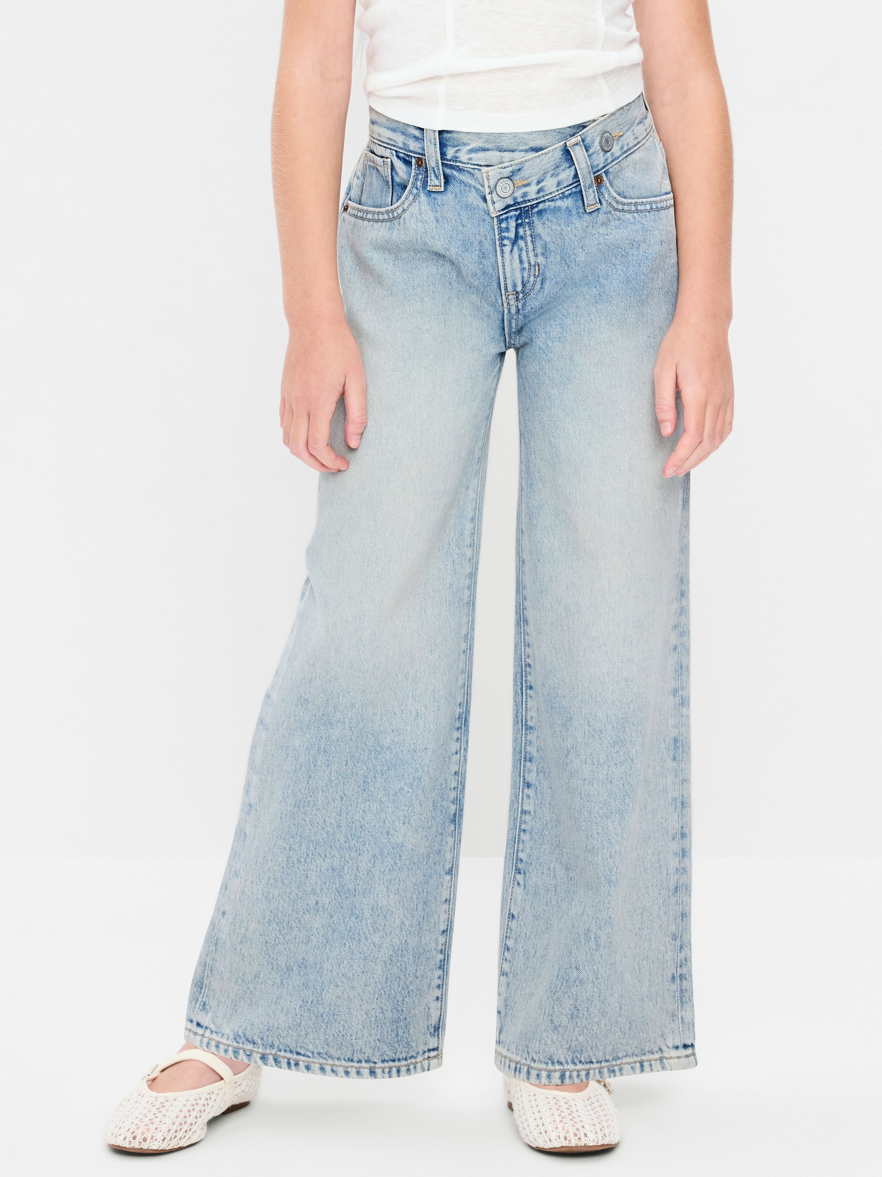 Super Baggy Wide-Leg Embroidered Jeans for Girls - Sunset - 1