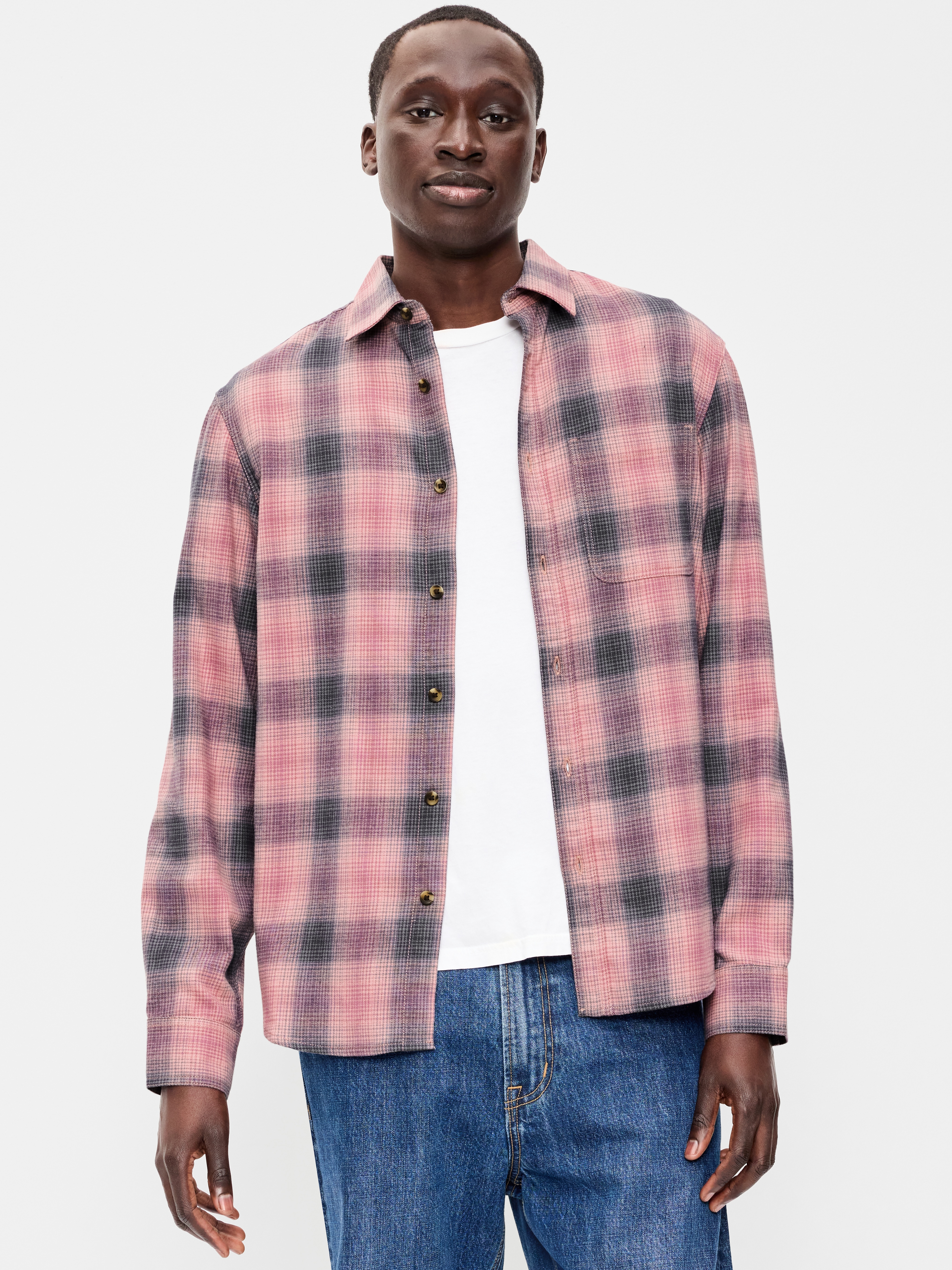 Relaxed Long-Sleeve Flannel Pocket Shirt - Misty Dawn - 1